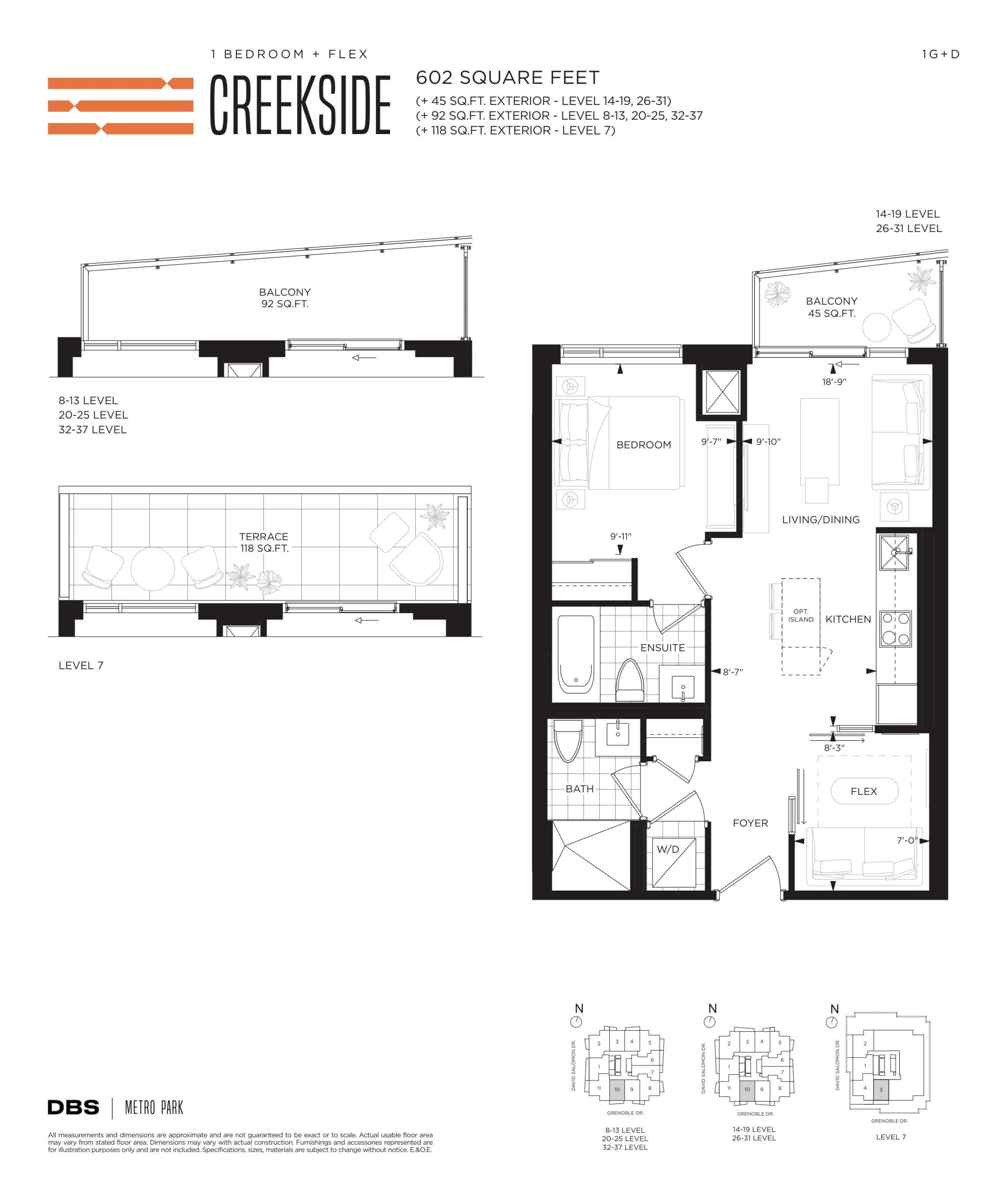 Creekside Floor Plan at Metro Park Condos - 602 sq.ft