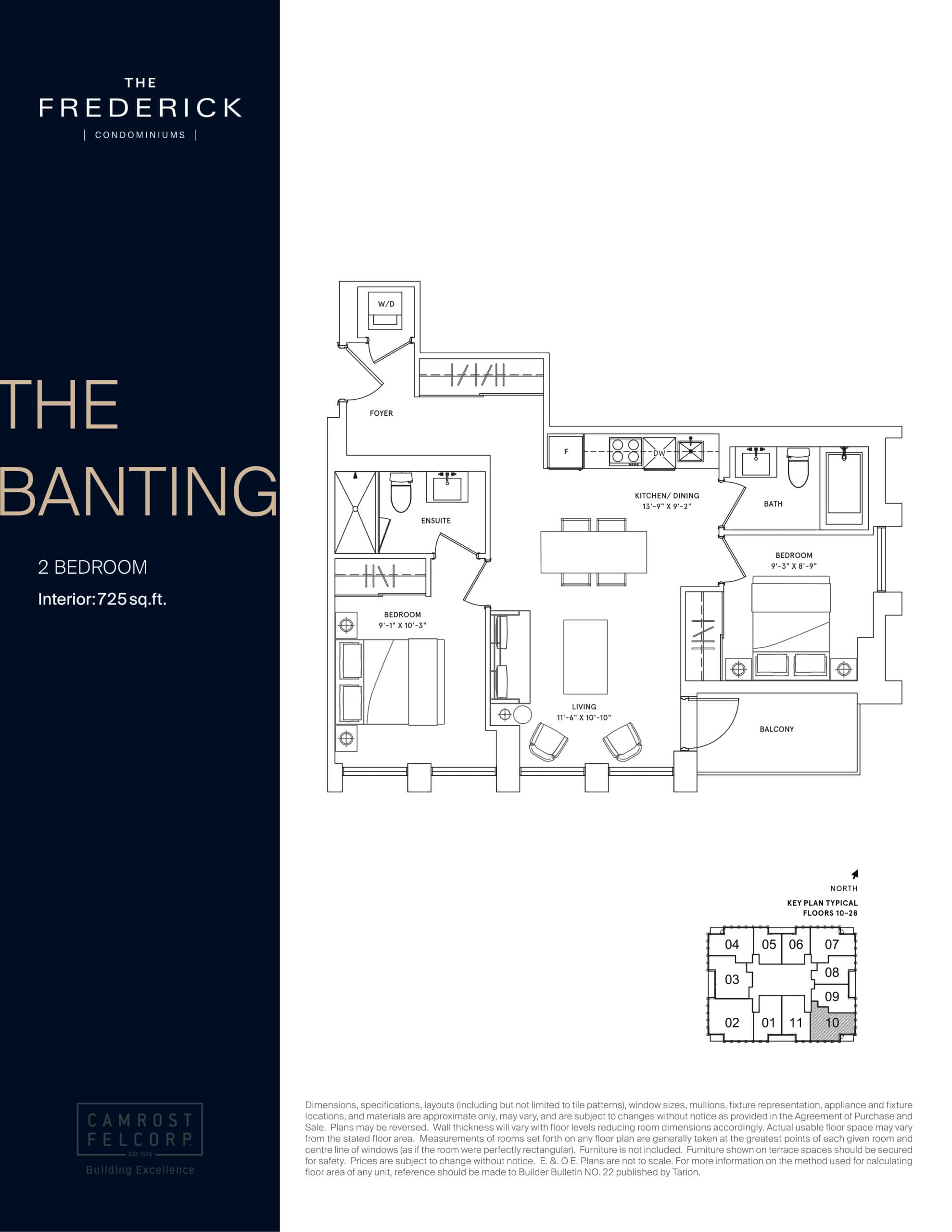 The Banting (Tower) Floor Plan at The Frederick Condos - 725 sq.ft