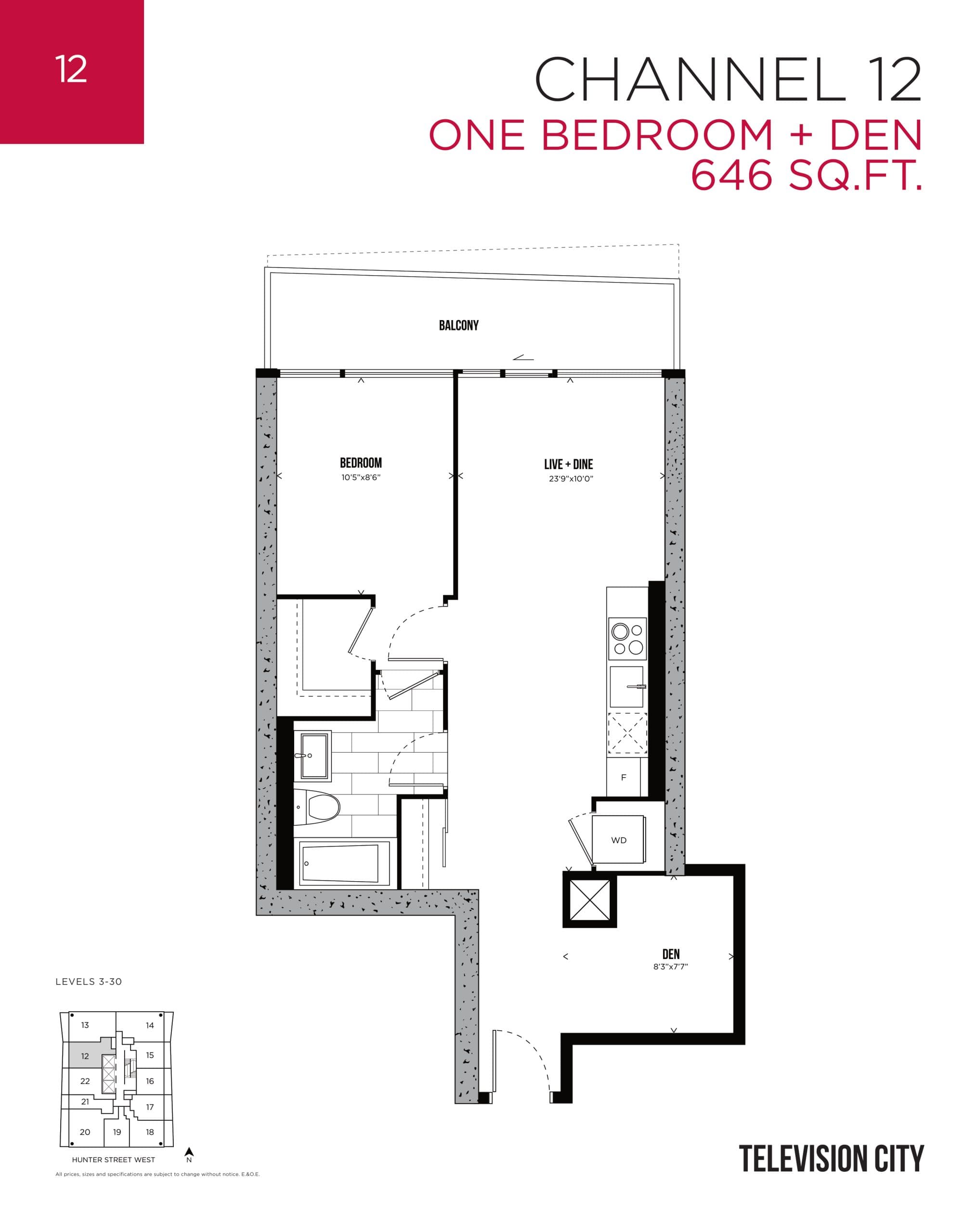 Channel 12 Floor Plan at Television City Condos Tower 2 - 646 sq.ft