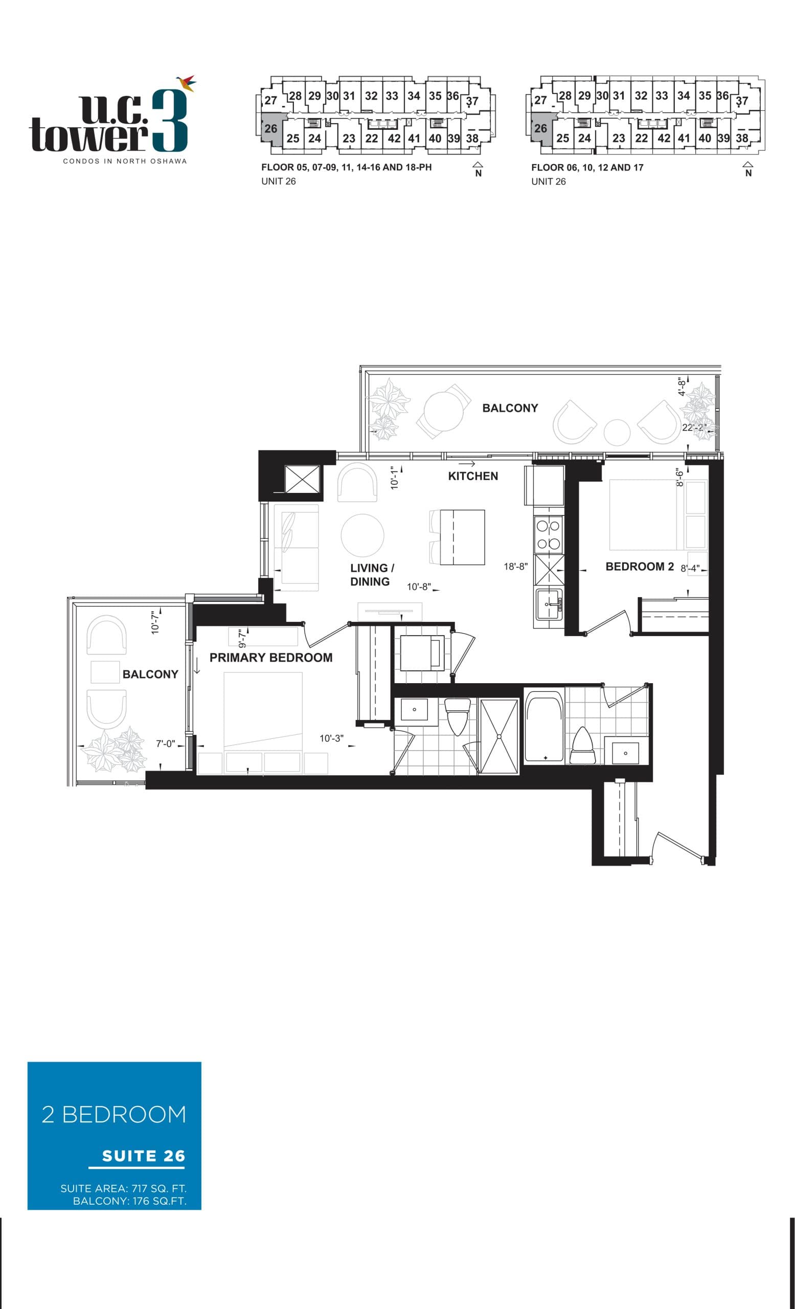 Suite 26 Floor Plan at U.C. Tower 3 Condos - 717 sq.ft