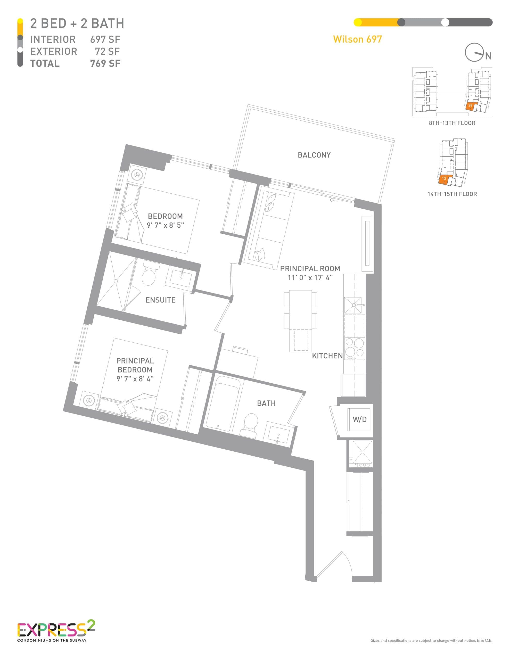 Wilson 697 Floor Plan at Express 2 Condos - 697 sq.ft