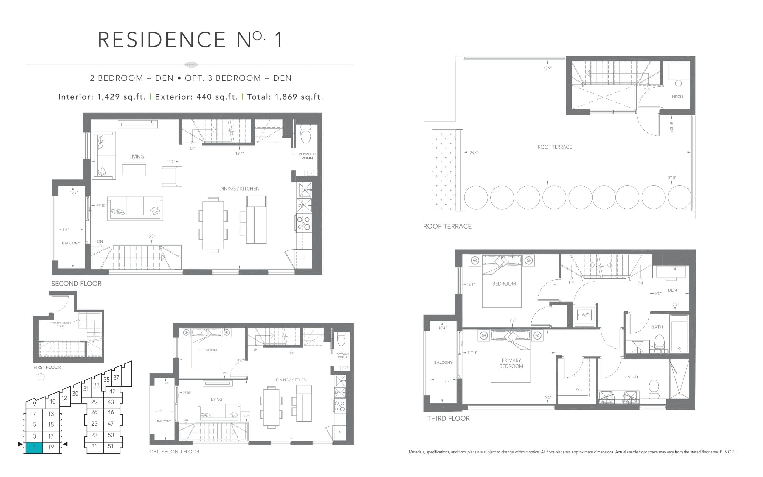 Birchcliff Residence No. 1 Floor Plan at Birchcliff Urban Towns - 1429 sq.ft