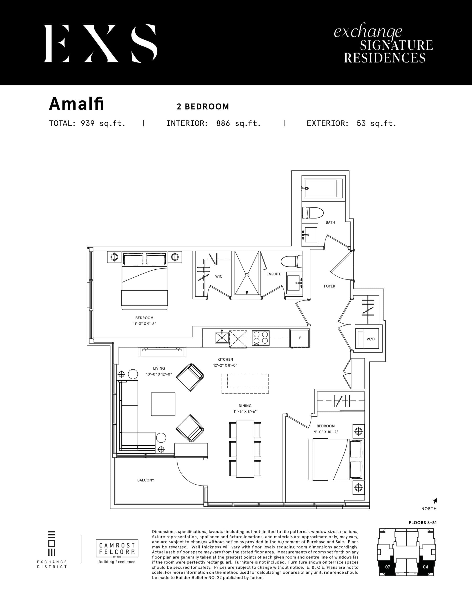 Amalfi Floor Plan at Exchange Signature Residences (EXS Condos) - 886 sq.ft