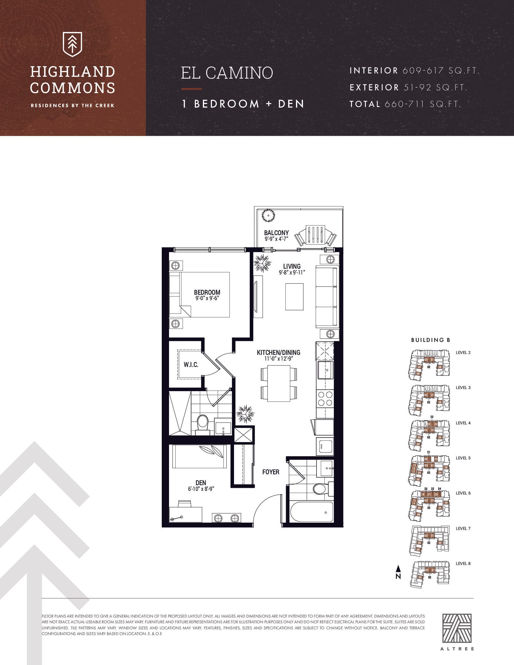 El Camino Floor Plan at Highland Commons 2 Condos - 617 sq.ft