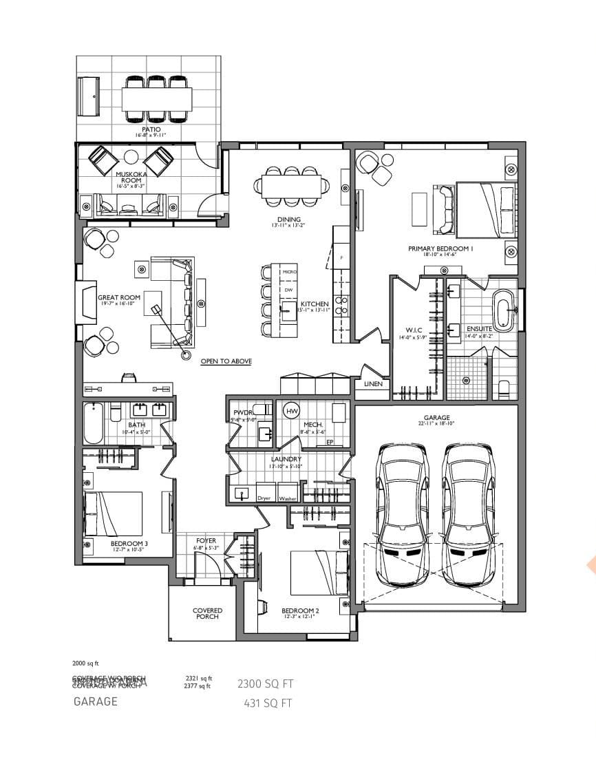 Model M1 Floor Plan at Muskoka Bay Boulevard Estates - 2300 sq.ft