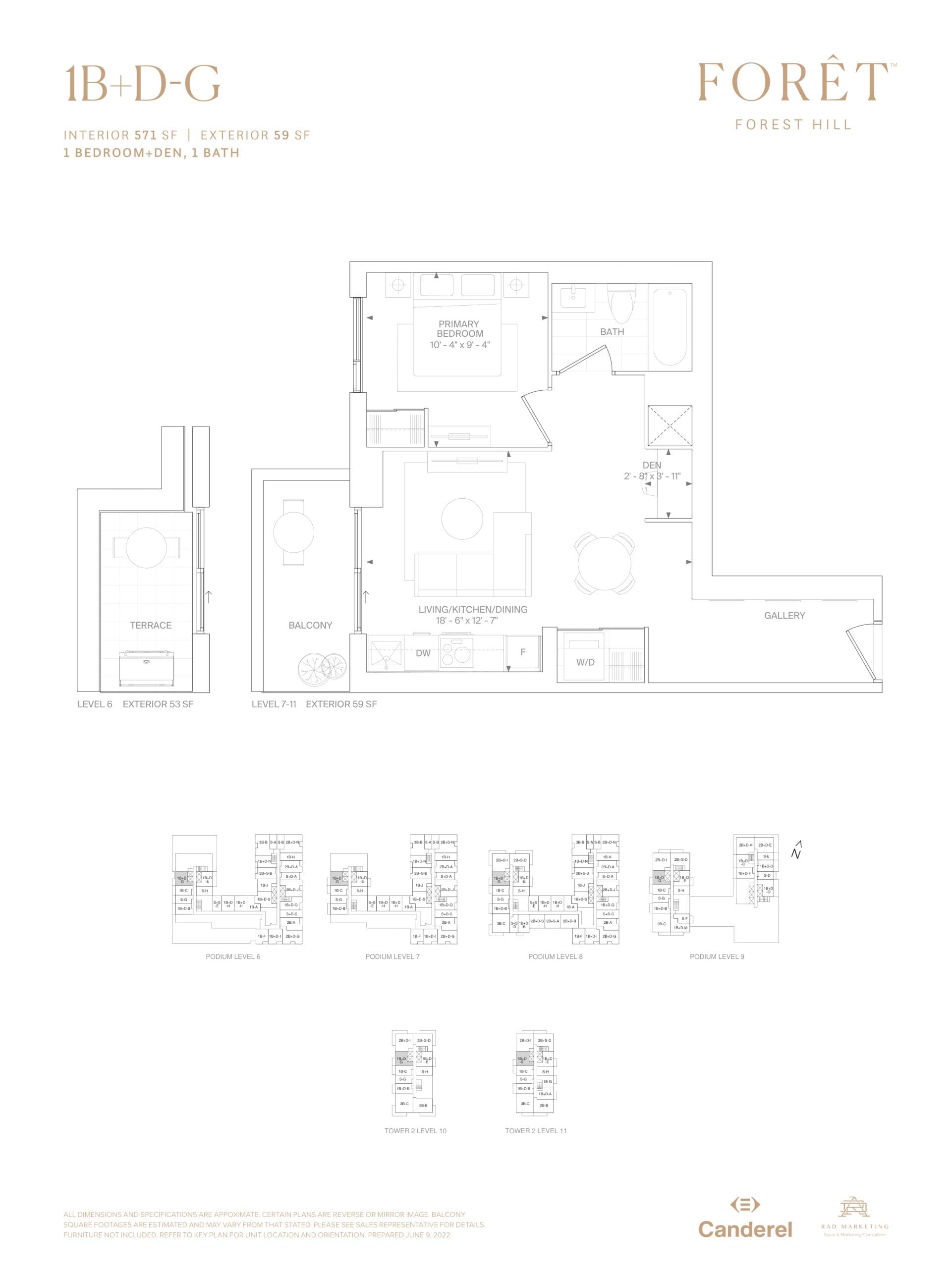 1B+D-G Floor Plan at Forêt Forest Hill Condos - 571 sq.ft