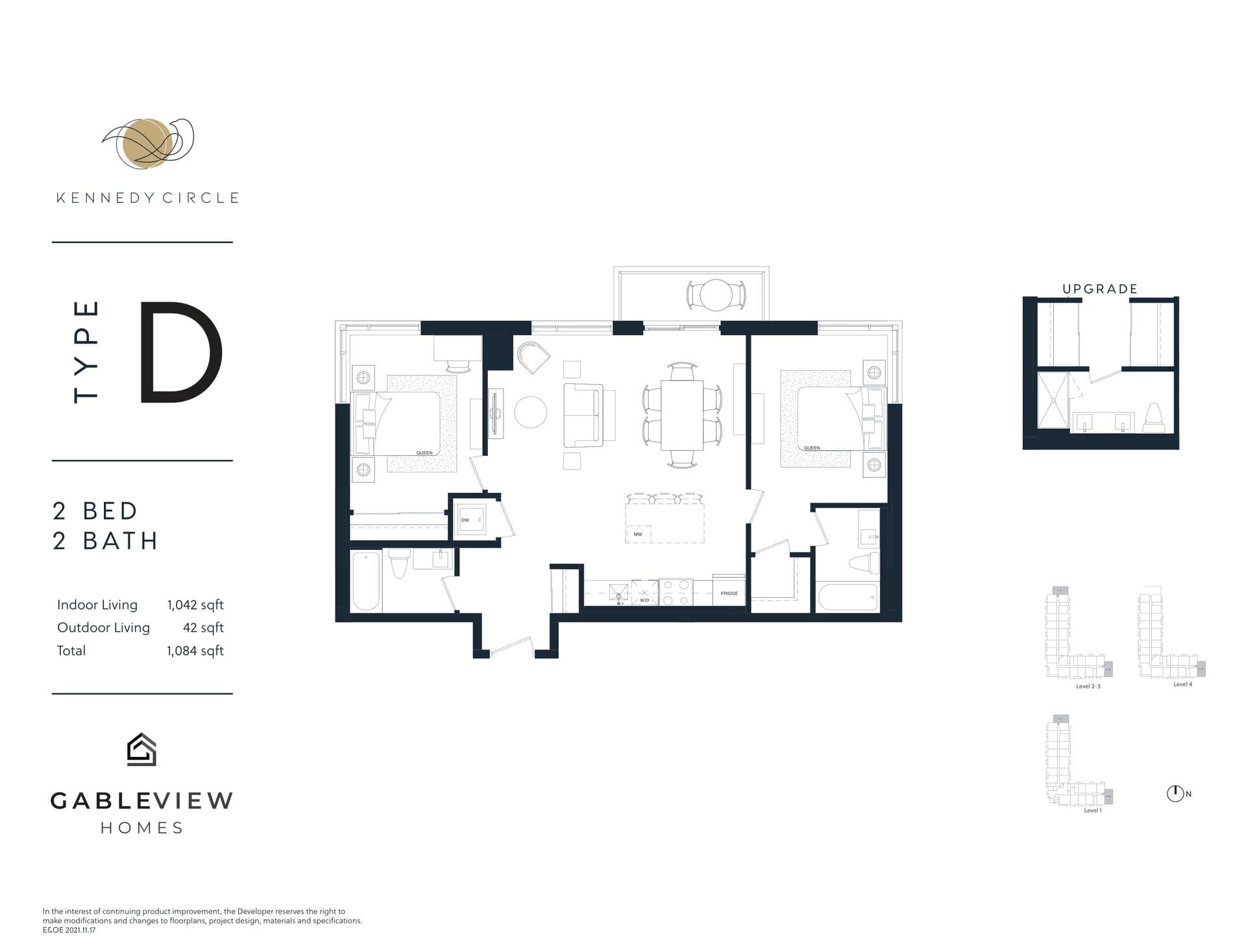 Type D Floor Plan at Kennedy Circle Condos - 1042 sq.ft