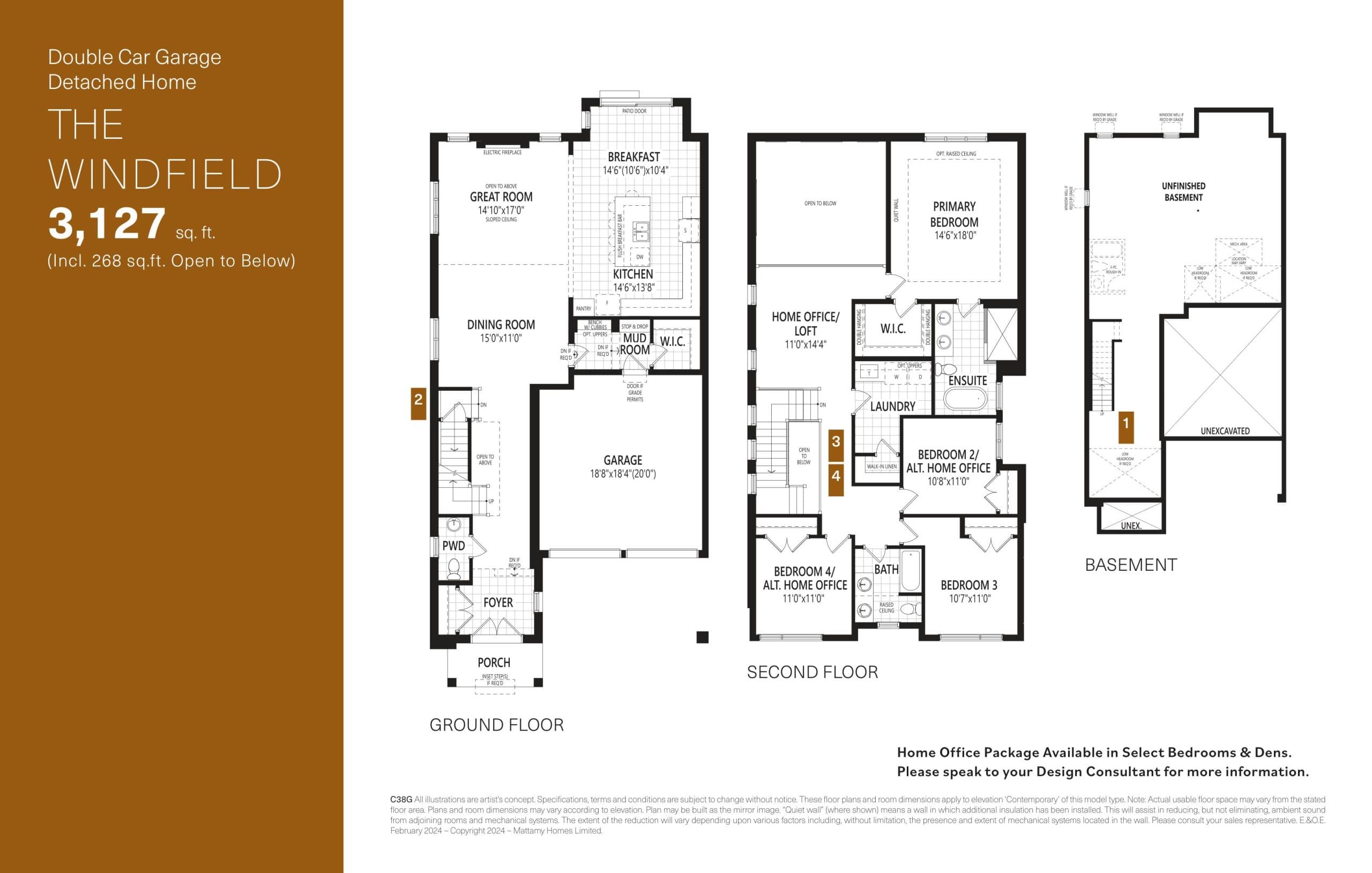 The Windfield Floor Plan at Upper Joshua Creek Phase 4 Towns - 3127 sq.ft
