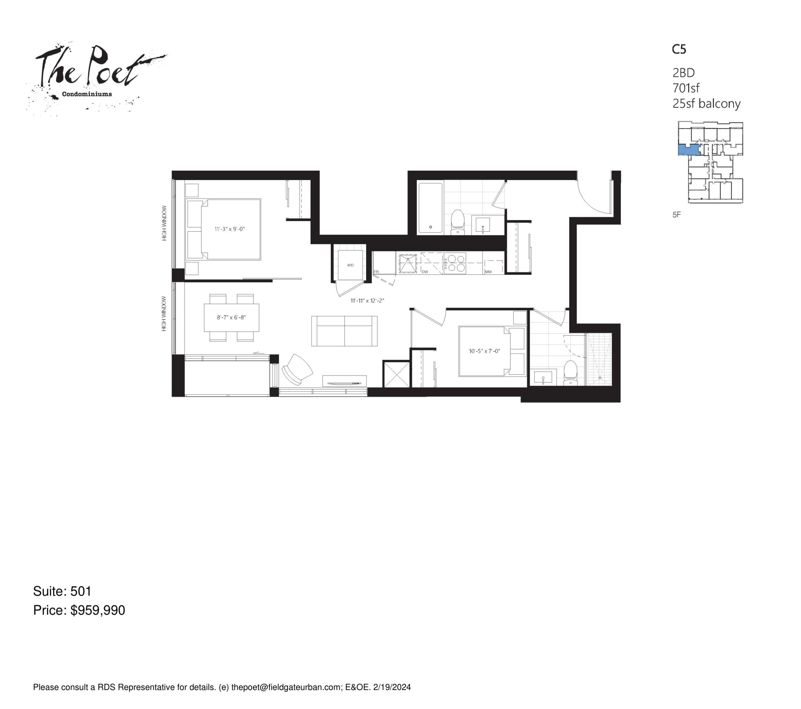 C5 Floor Plan at The Poet Condos - 701 sq.ft