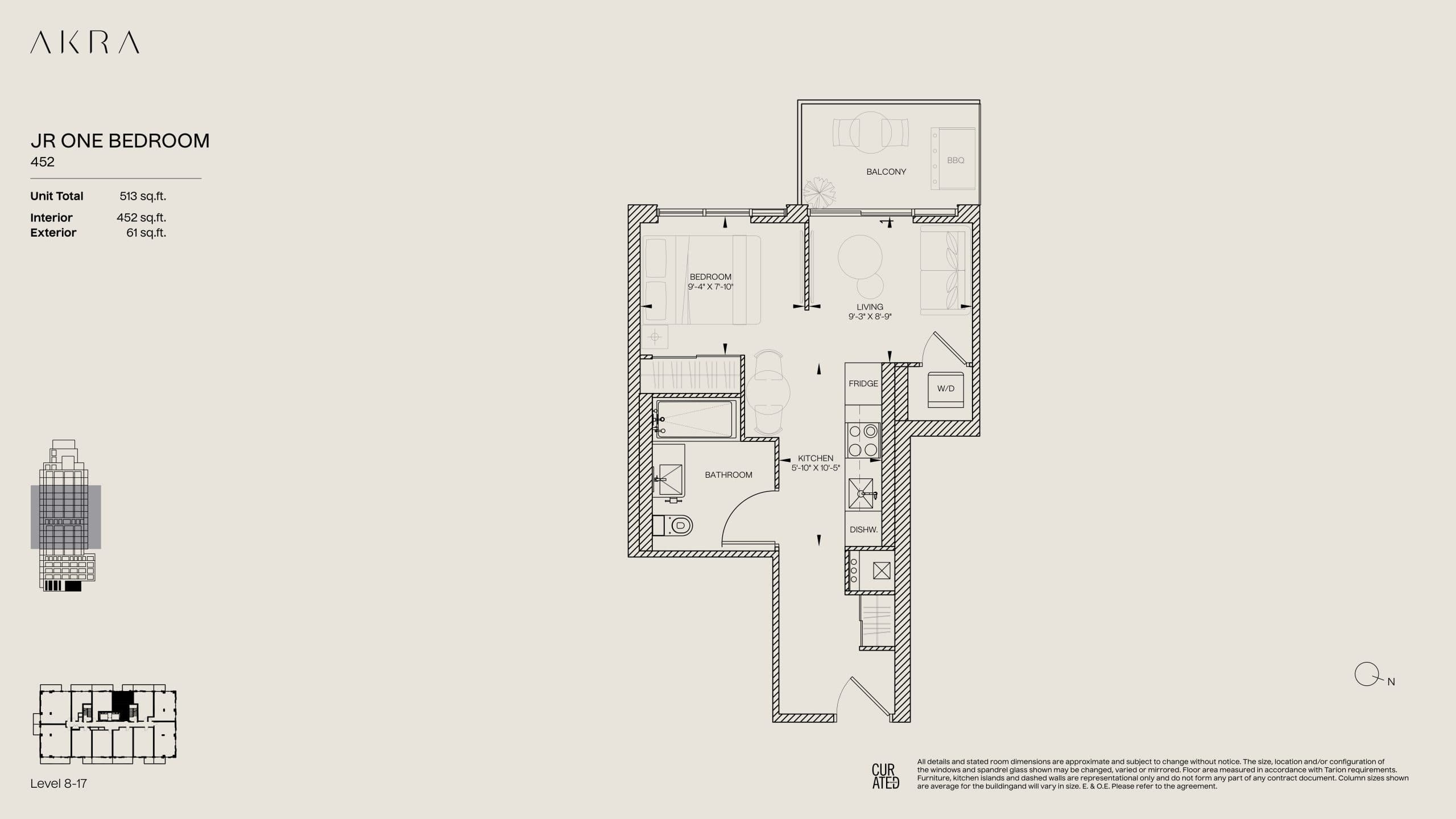 452 Floor Plan at Akra Living Condos - 452 sq.ft