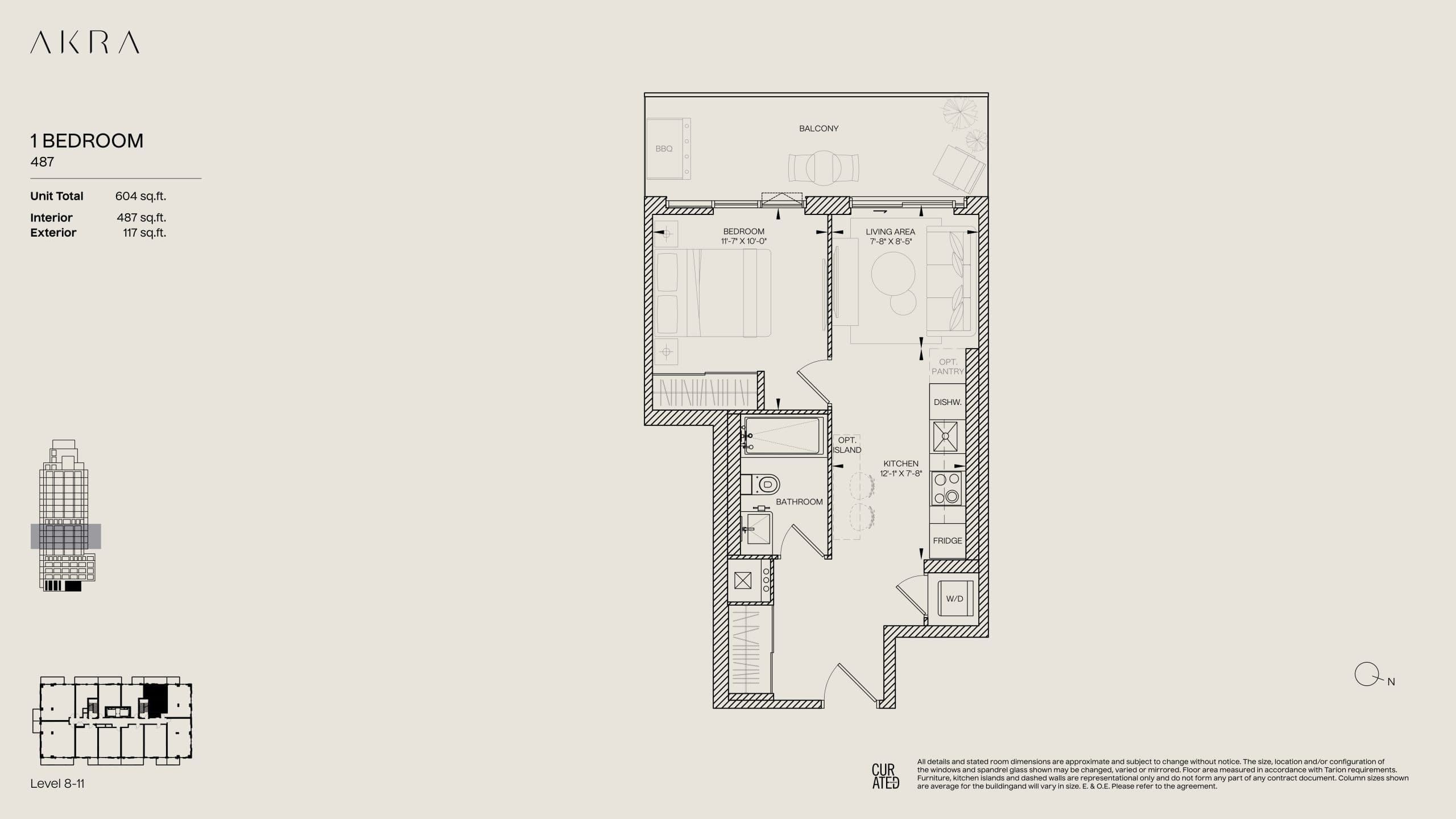 487 Floor Plan at Akra Living Condos - 487 sq.ft