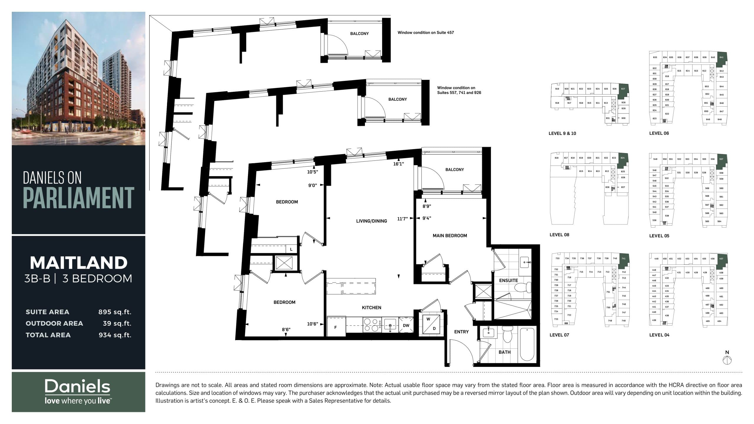 Maitland Floor Plan at Daniels on Parliament Condos - 895 sq.ft
