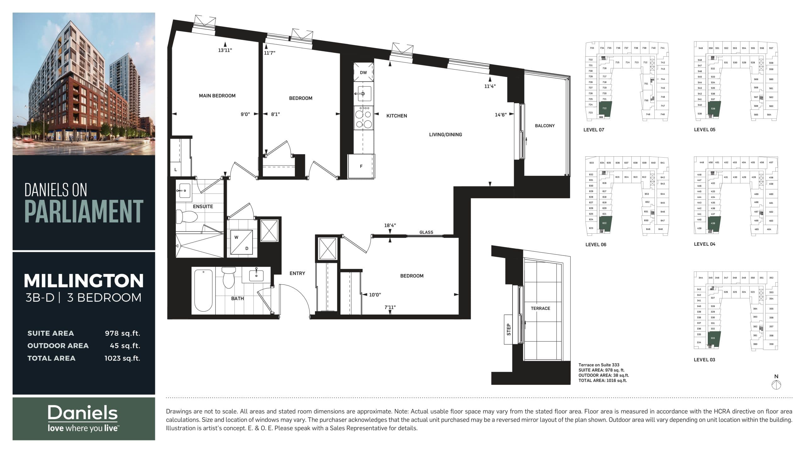 Millington Floor Plan at Daniels on Parliament Condos - 978 sq.ft