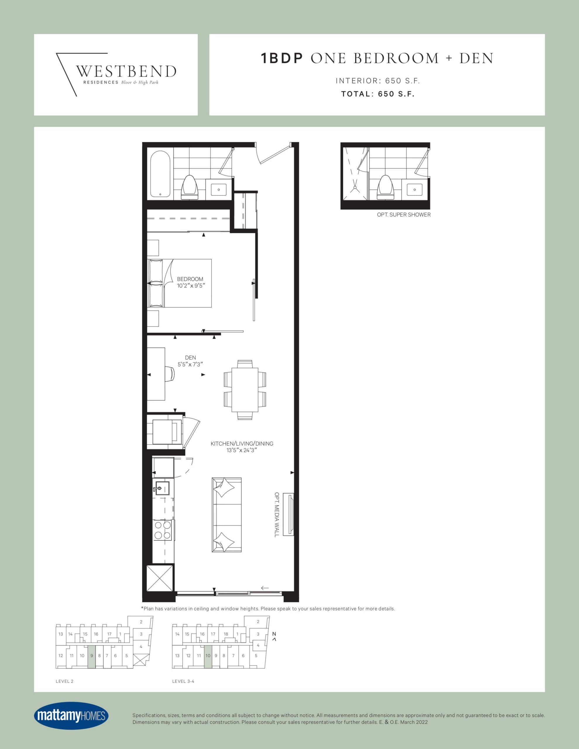 1BDP Floor Plan at Westbend Residences Condos - 650 sq.ft