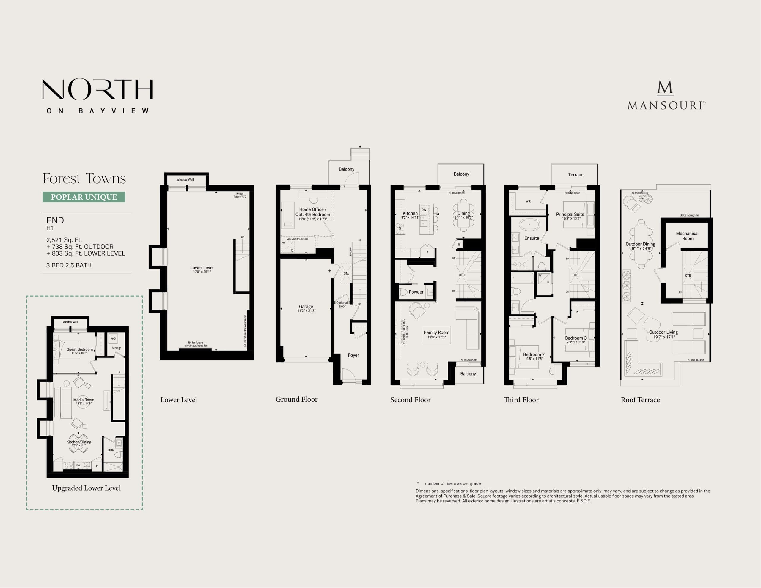 Poplar Unique End Floor Plan at North on Bayview Towns - 2521 sq.ft