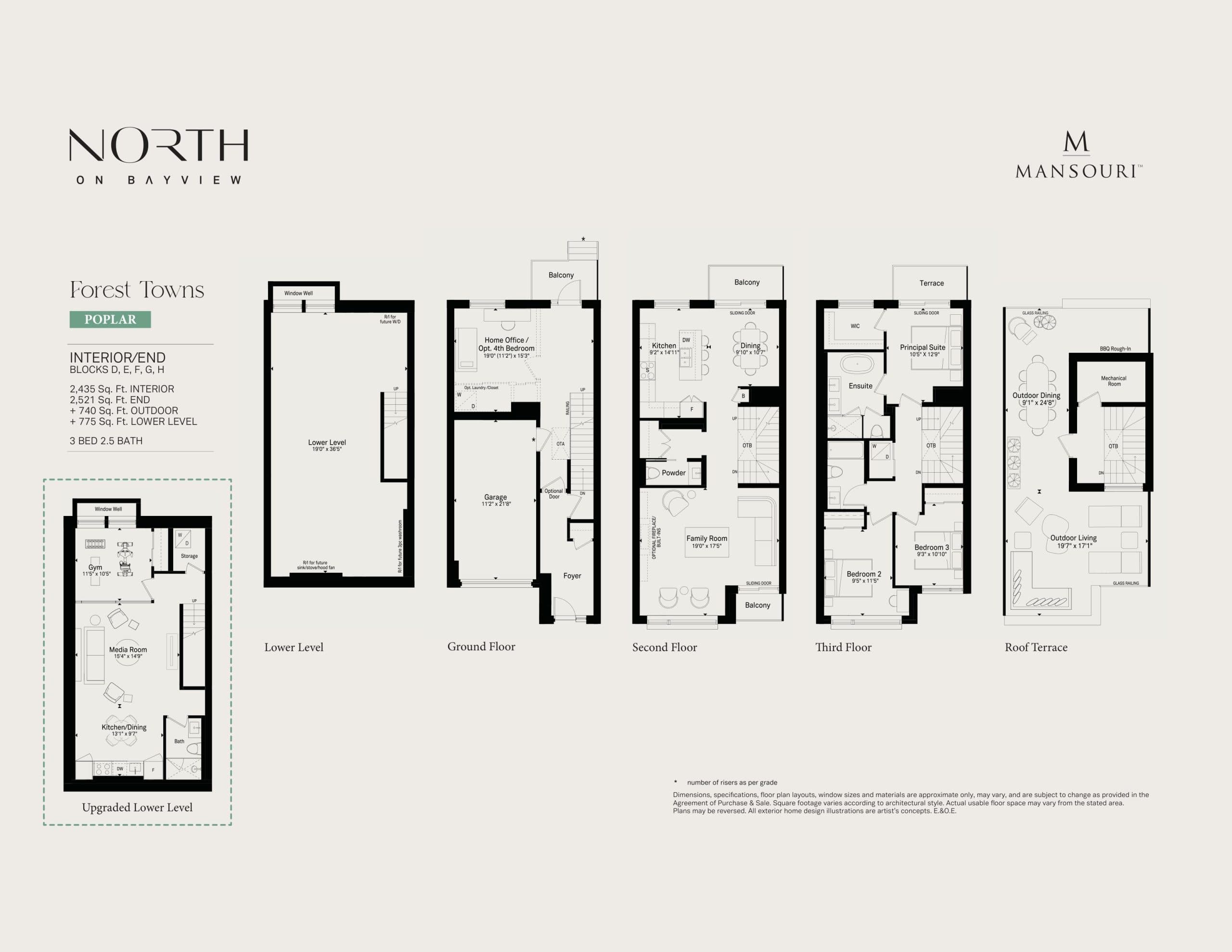Poplar Floor Plan at North on Bayview Towns - 2435 sq.ft
