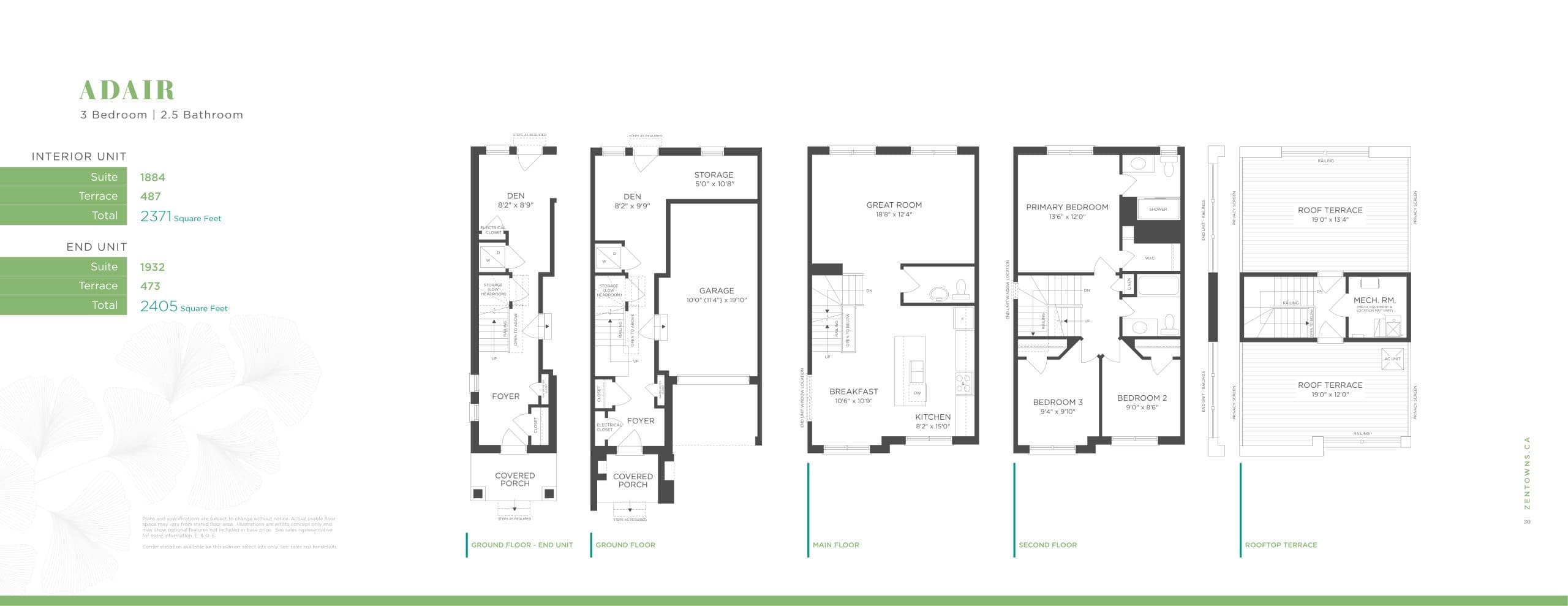 Adair Floor Plan at Zen Towns - 1932 sq.ft