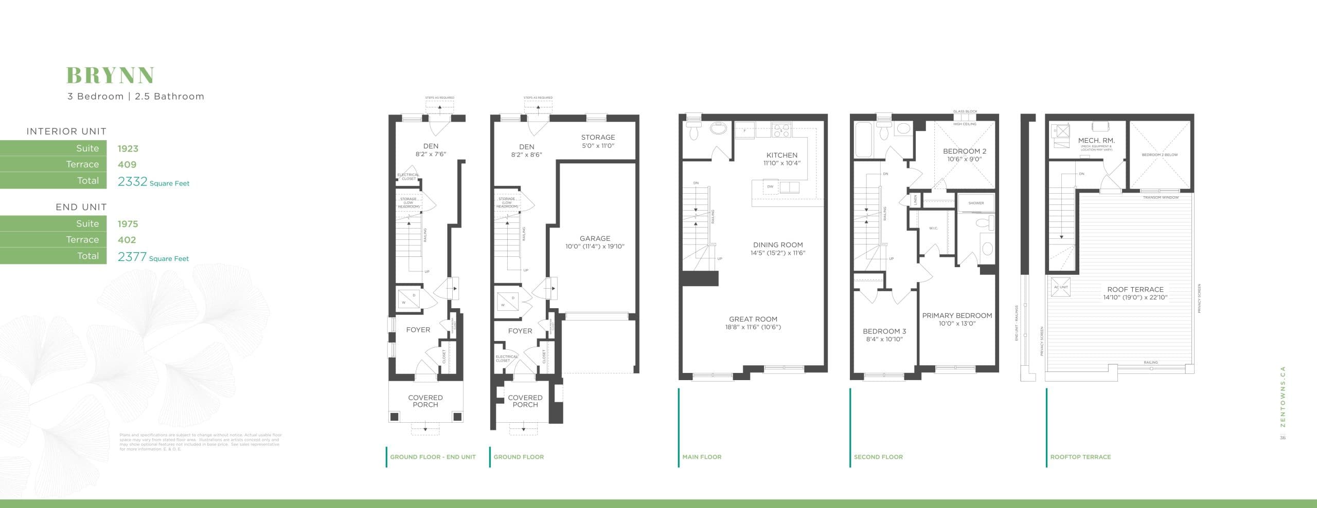 Brynn Floor Plan at Zen Towns - 1975 sq.ft