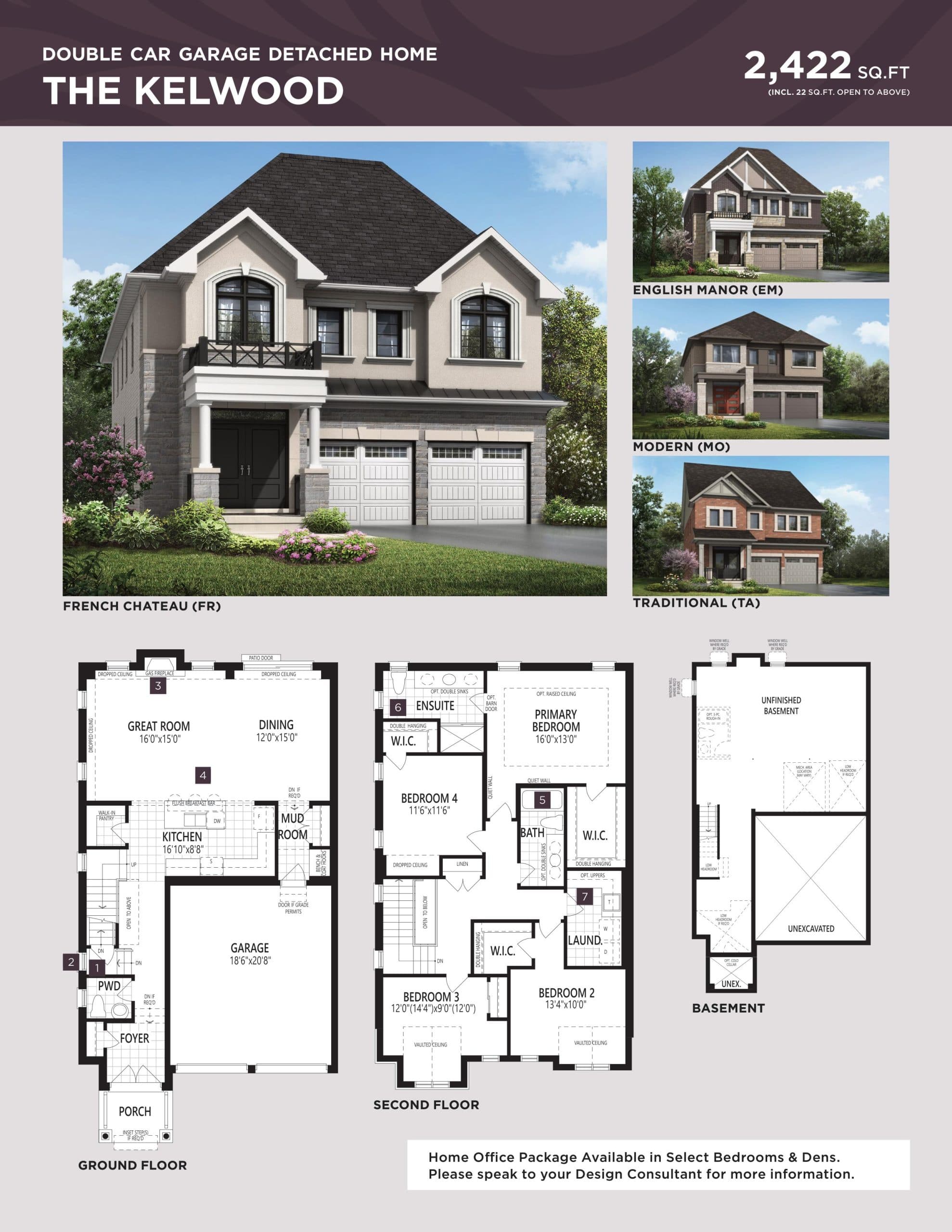 The Kelwood Floor Plan at Seaton Mulberry - 2422 sq.ft