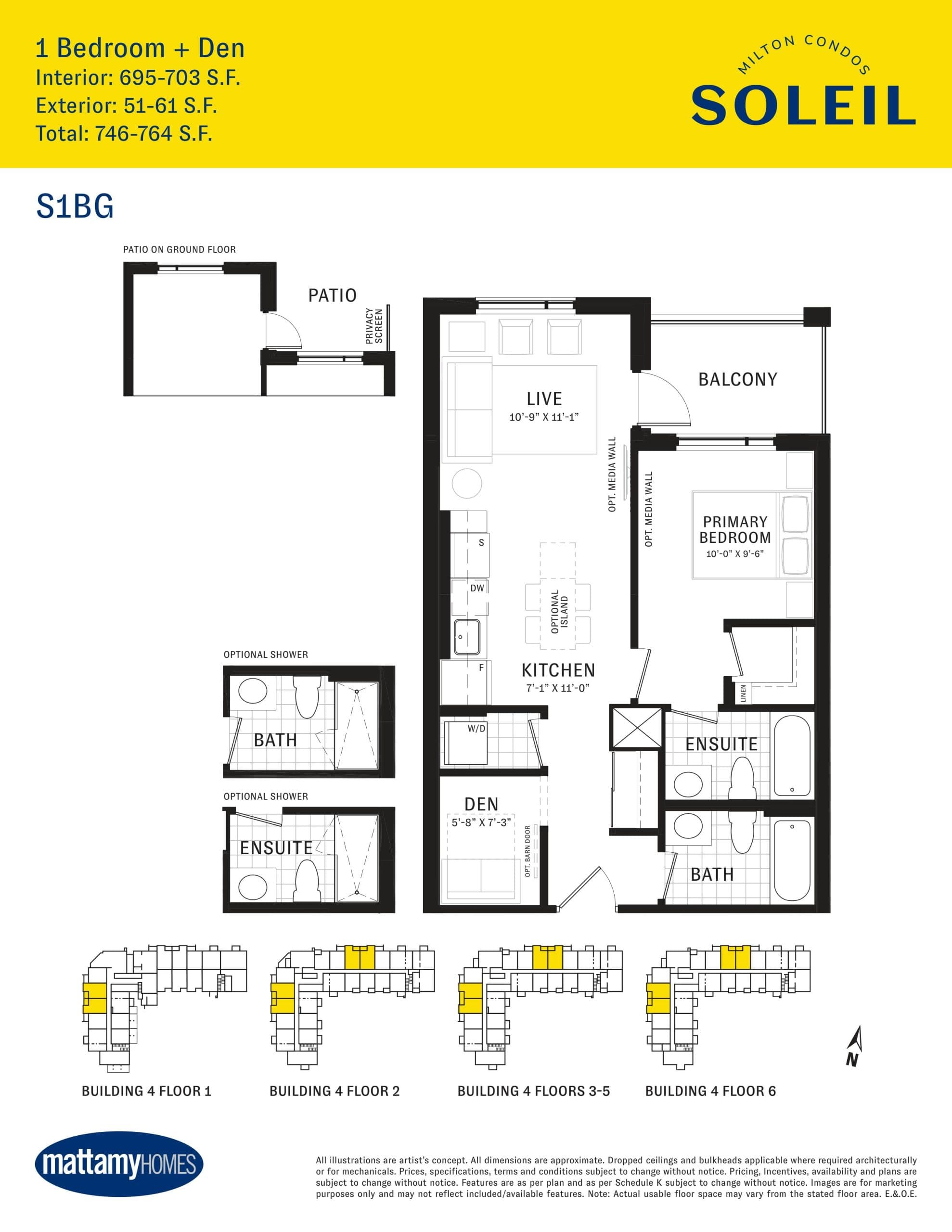 S1BG Floor Plan at Soleil Condos 4 - 695 sq.ft