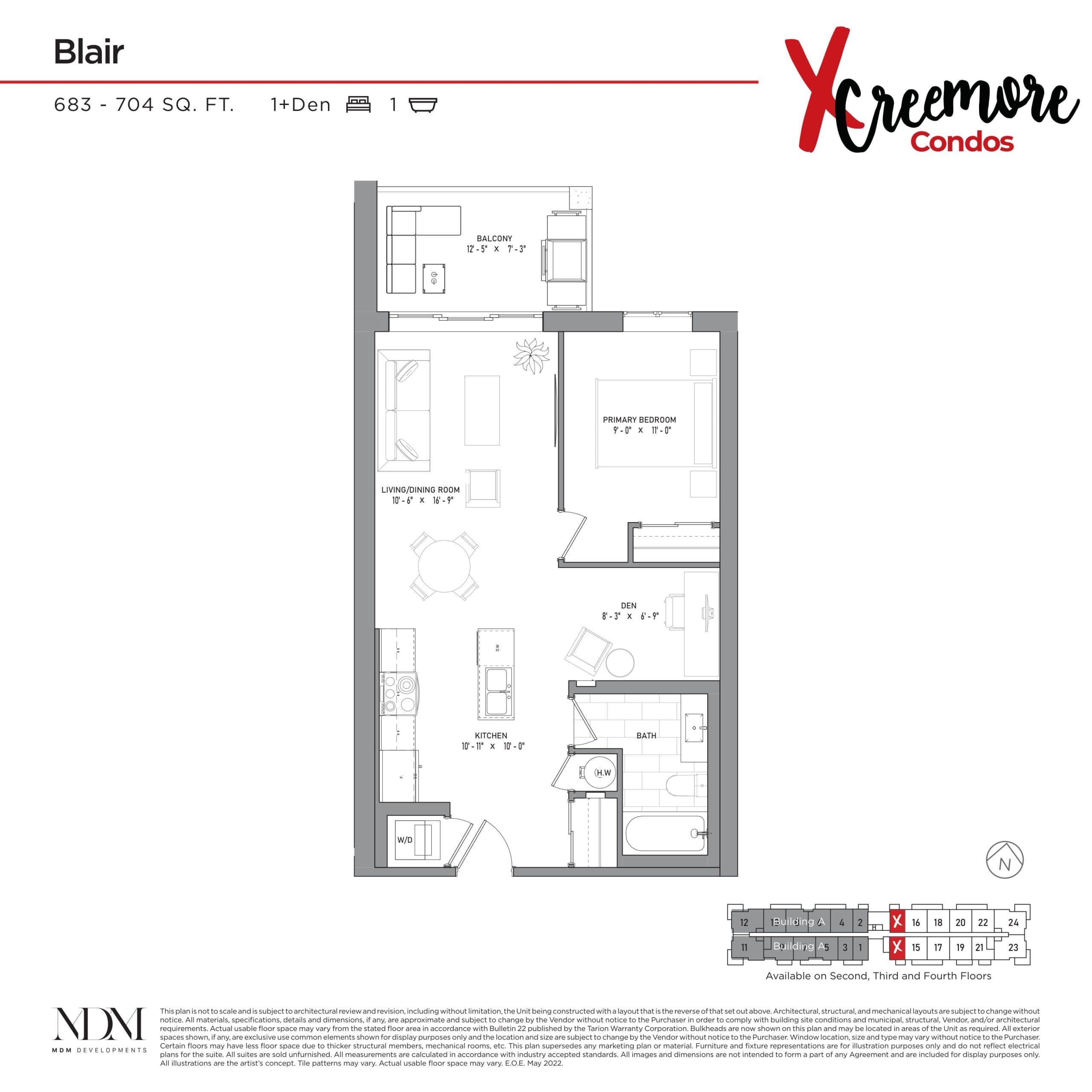 Blair Floor Plan at Creemore Condos - 704 sq.ft