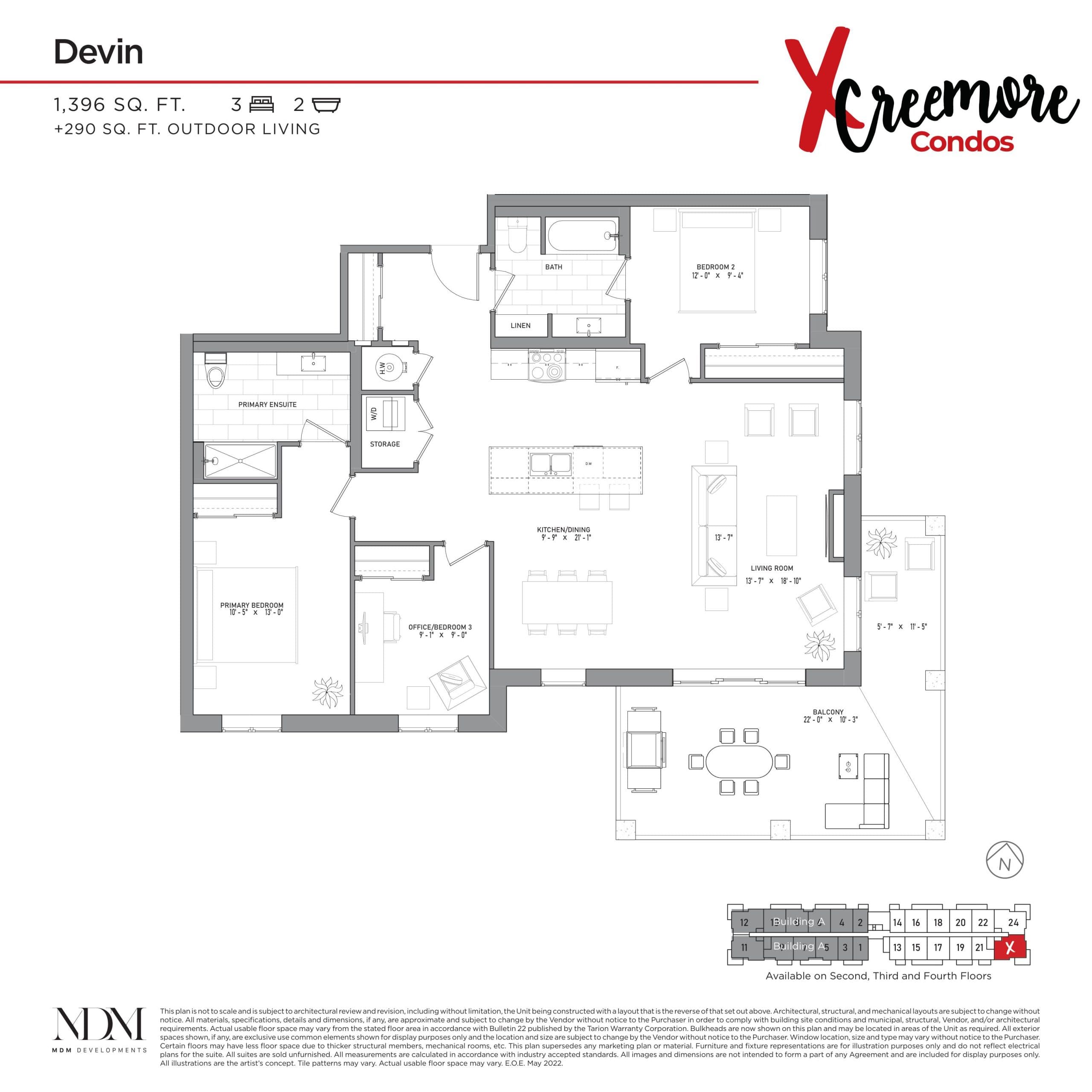 Devin Floor Plan at Creemore Condos - 1396 sq.ft