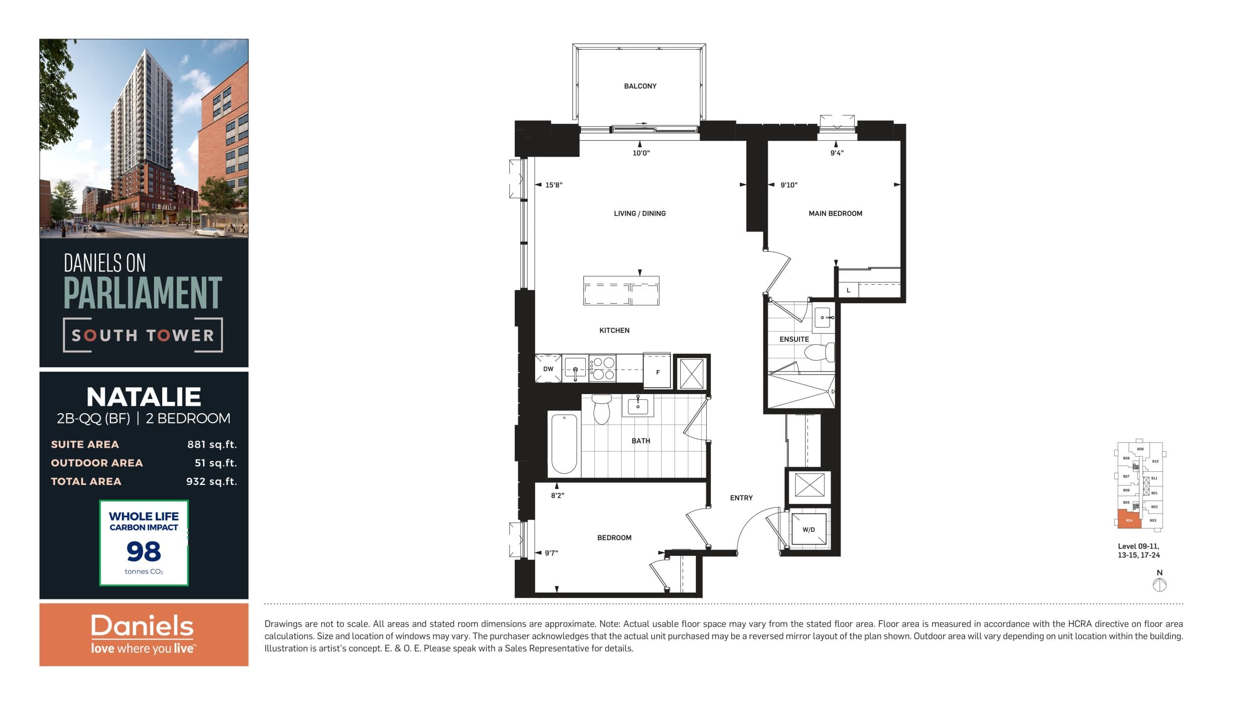 Natalie Floor Plan at Daniels on Parliament South Tower Condos - 881 sq.ft