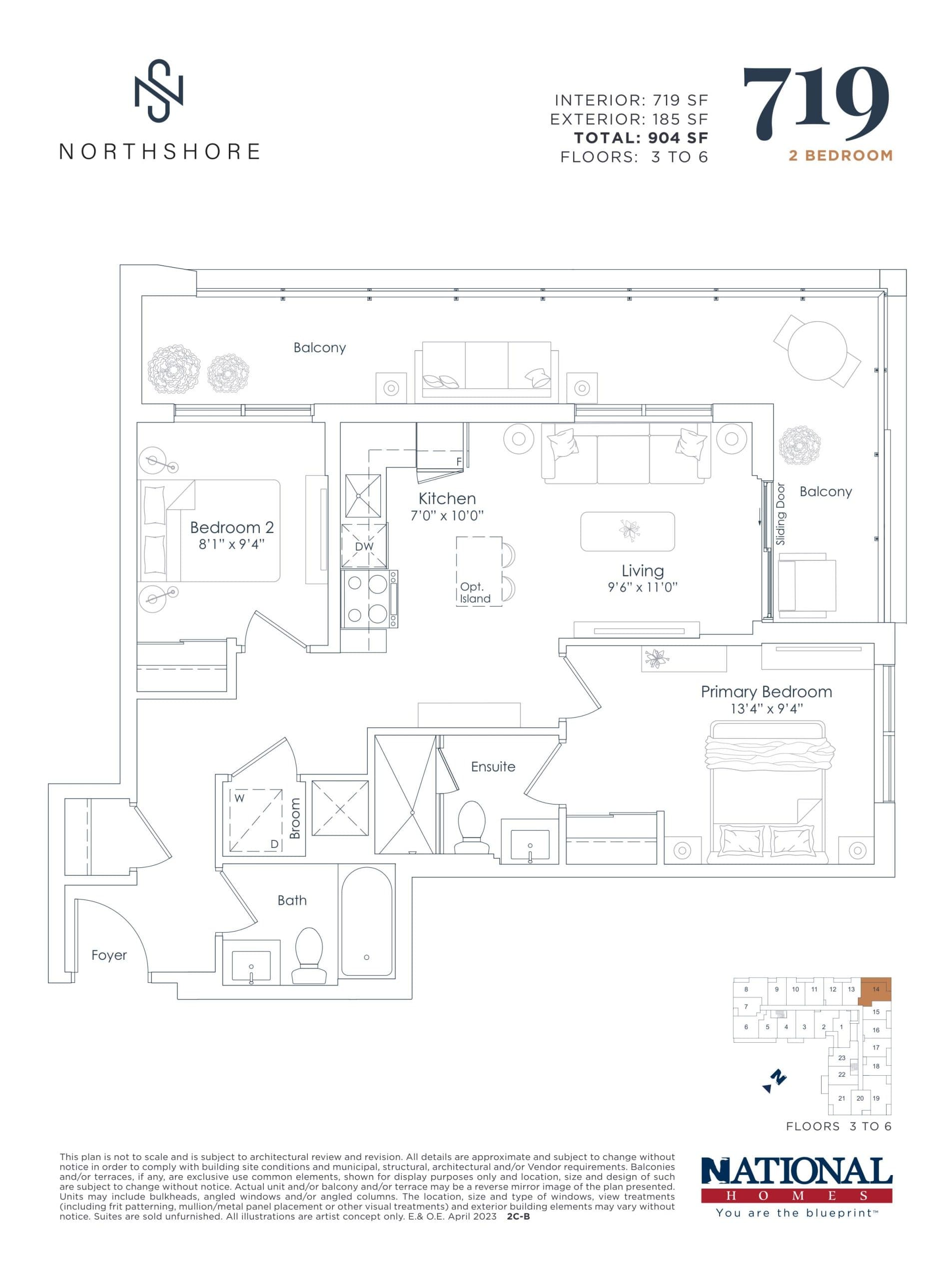 719 sf Floor Plan at Northshore Condos - 719 sq.ft