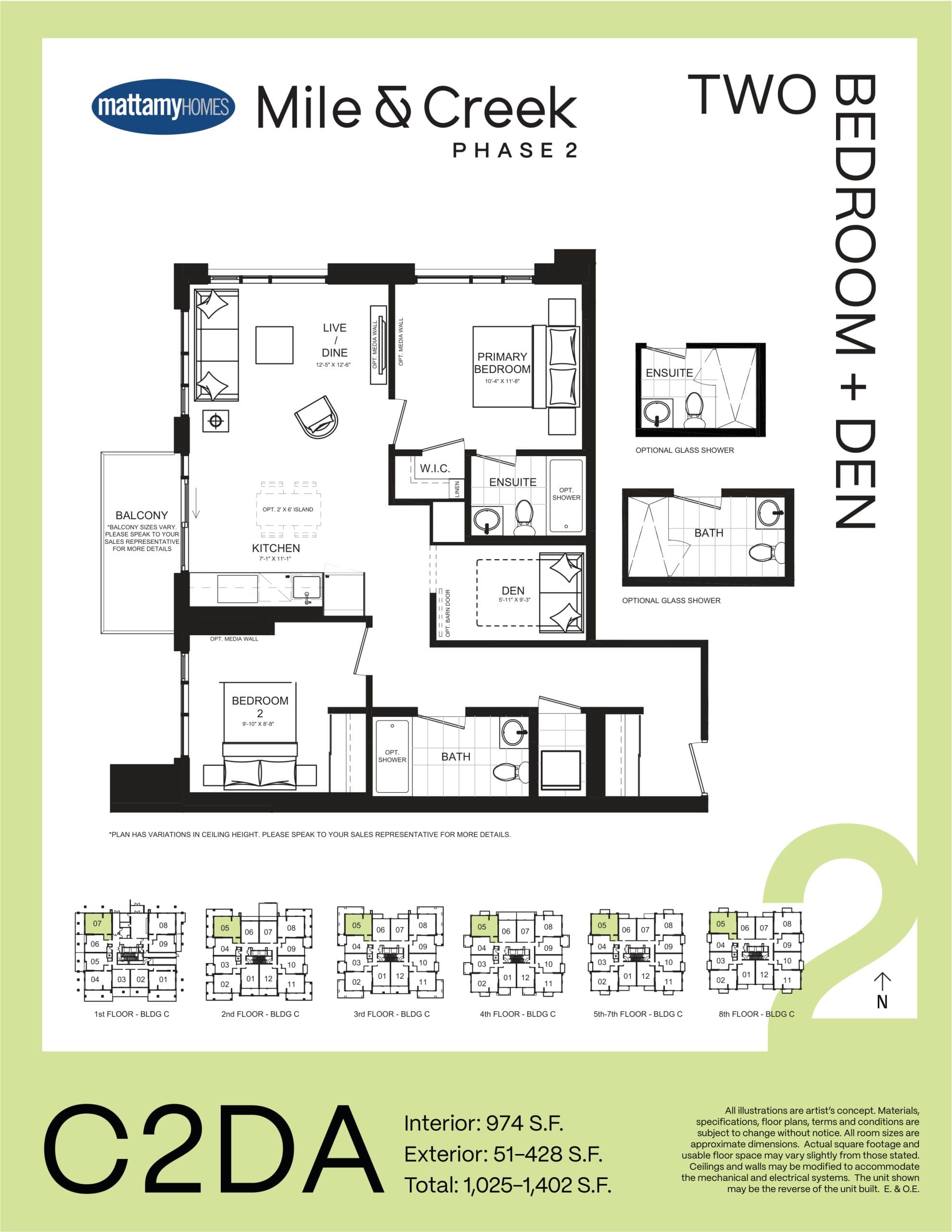 C2DA Floor Plan at Mile & Creek Condos Phase 2 - 974 sq.ft
