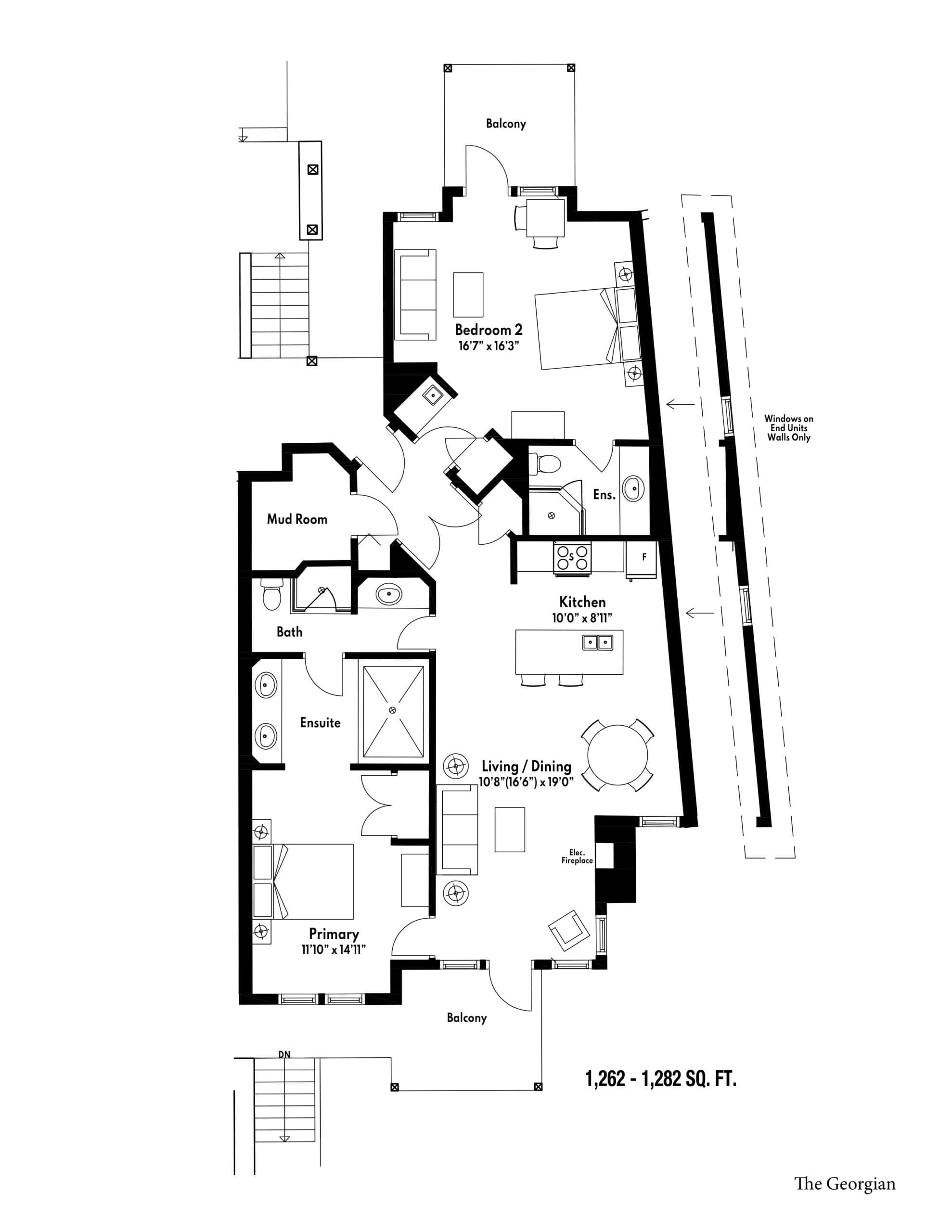 The Georgian Floor Plan at Carriage Hill Country Club - 1282 sq.ft