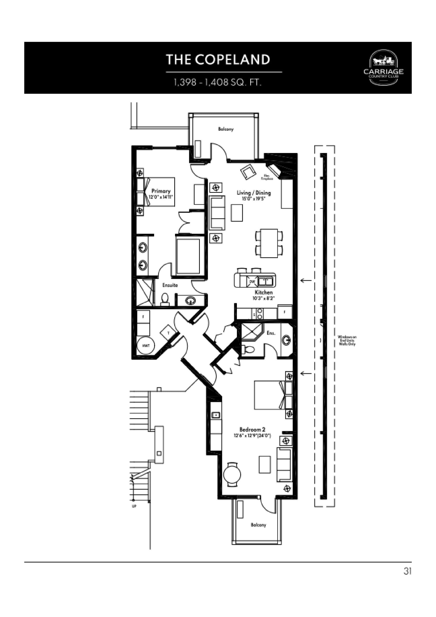 The Copeland Floor Plan at Carriage Hill Country Club - 1408 sq.ft