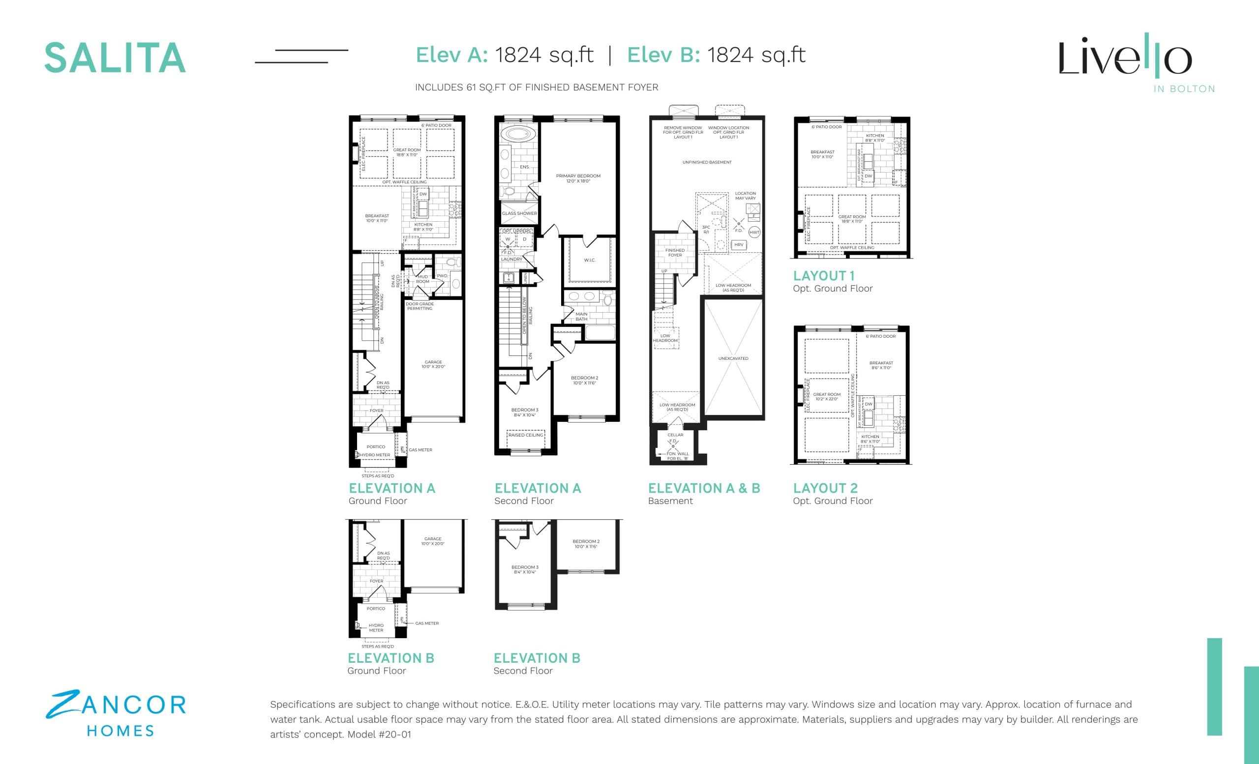 Salita Floor Plan at Livello in Bolton - 1824 sq.ft