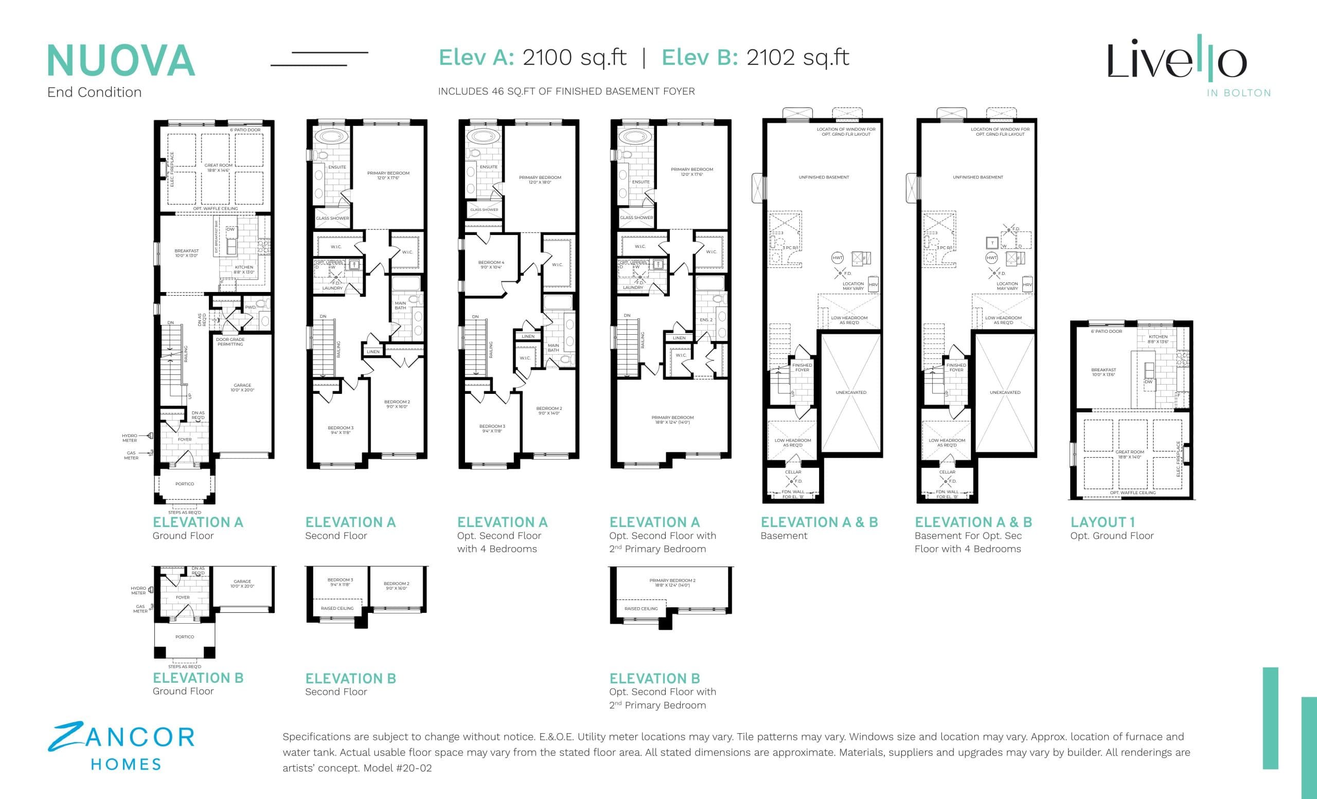 Nuova Floor Plan at Livello in Bolton - 2052 sq.ft