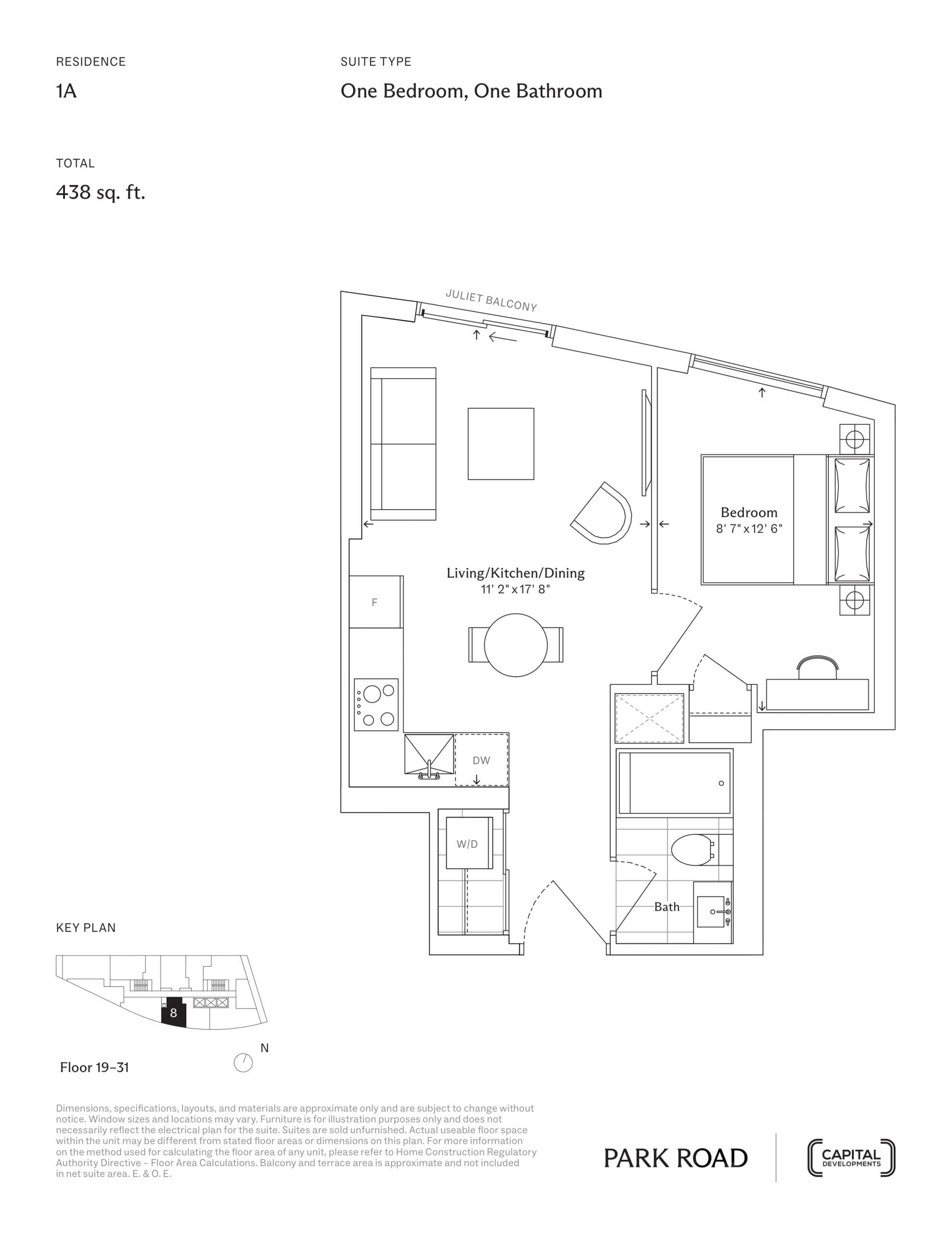 1A Floor Plan at Park Road Condos - 438 sq.ft