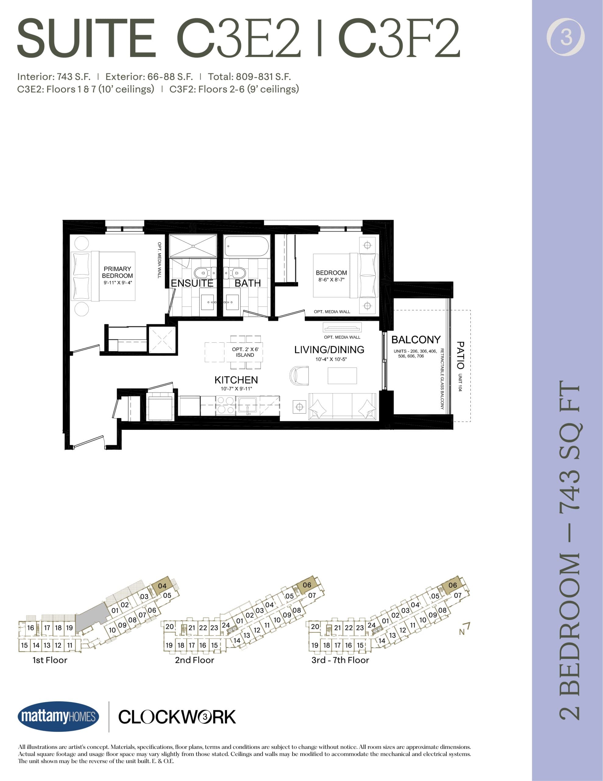C3E2/C3F2 Floor Plan at Clockwork Condos Phase 3 - 743 sq.ft