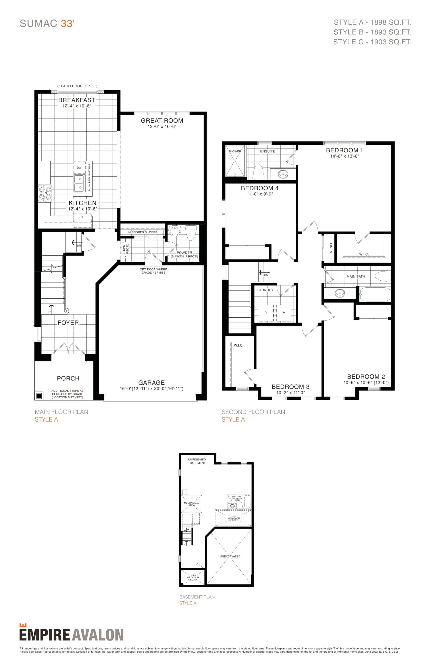 Sumac 33 Floor Plan at Empire Avalon Gateway Towns - 1903 sq.ft