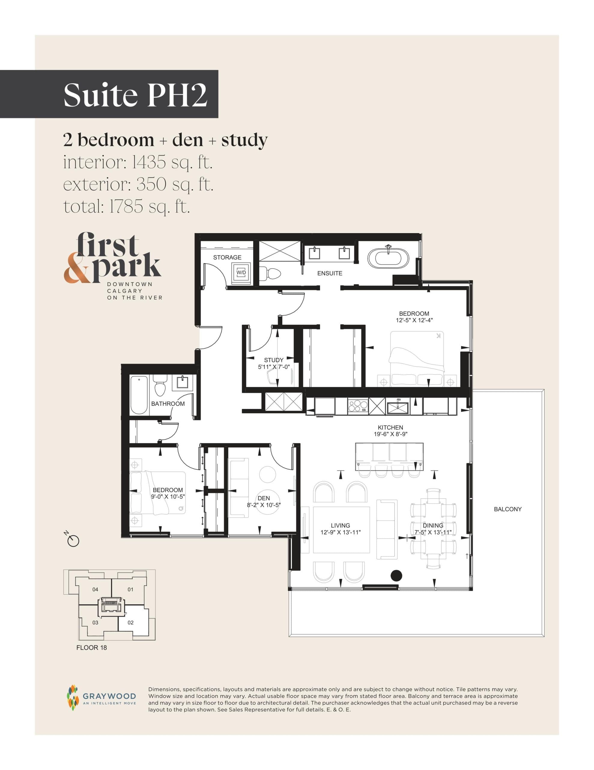 Suite PH2 Floor Plan at First & Park Condos - 1435 sq.ft