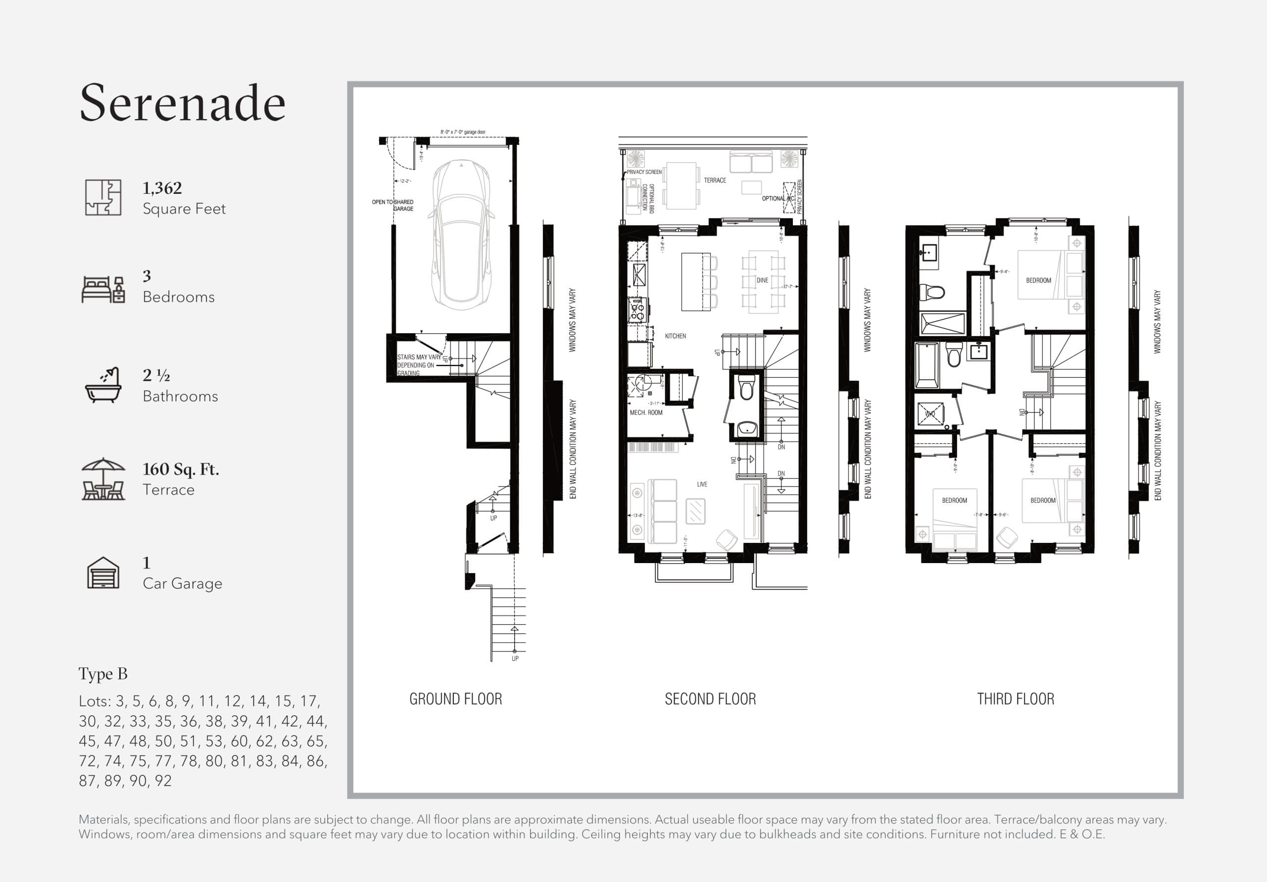 Serenade Floor Plan at Interlude Towns - 1362 sq.ft