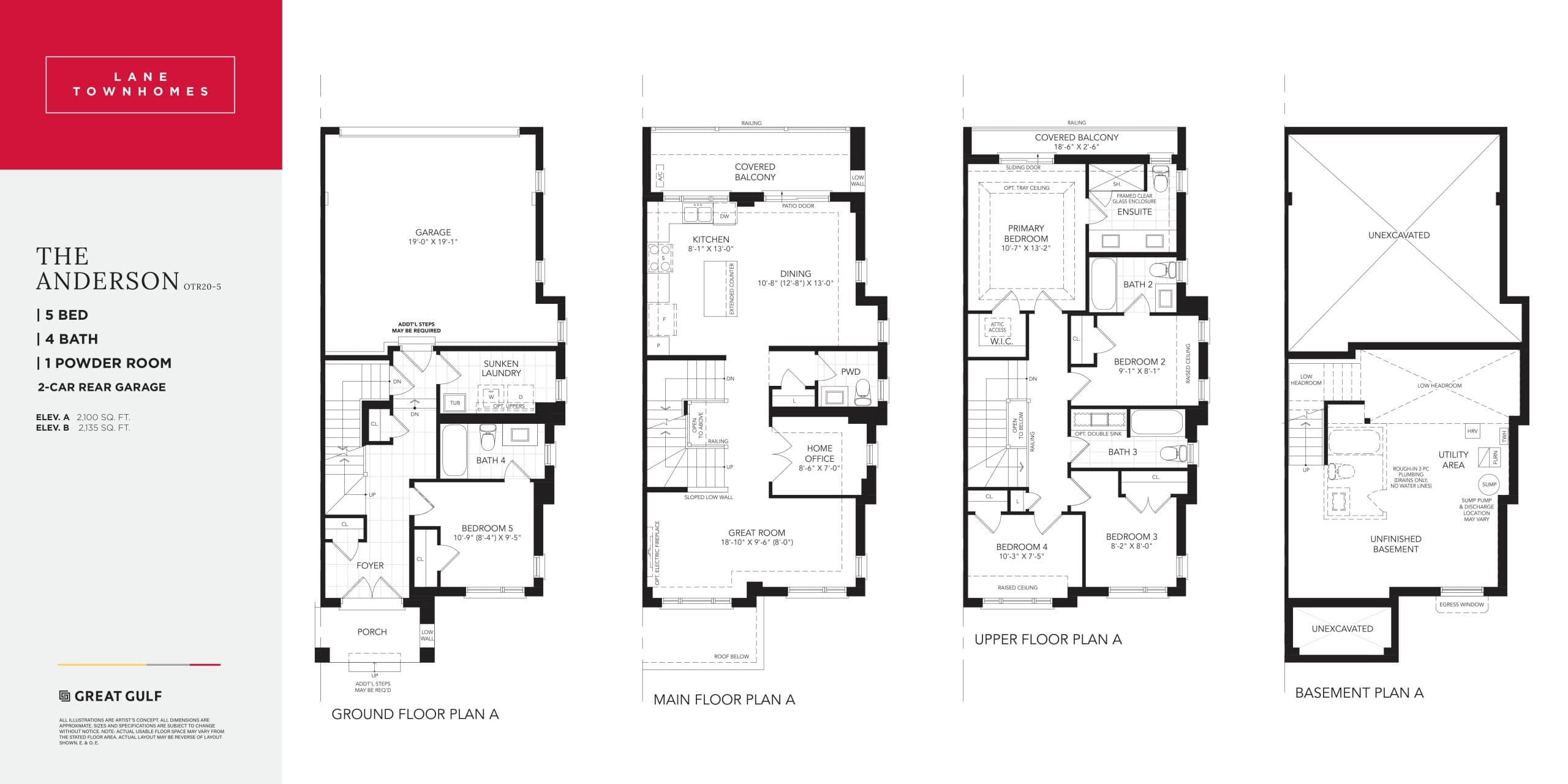 The Anderson Floor Plan at Oakpointe in Oakville Towns - 2135 sq.ft