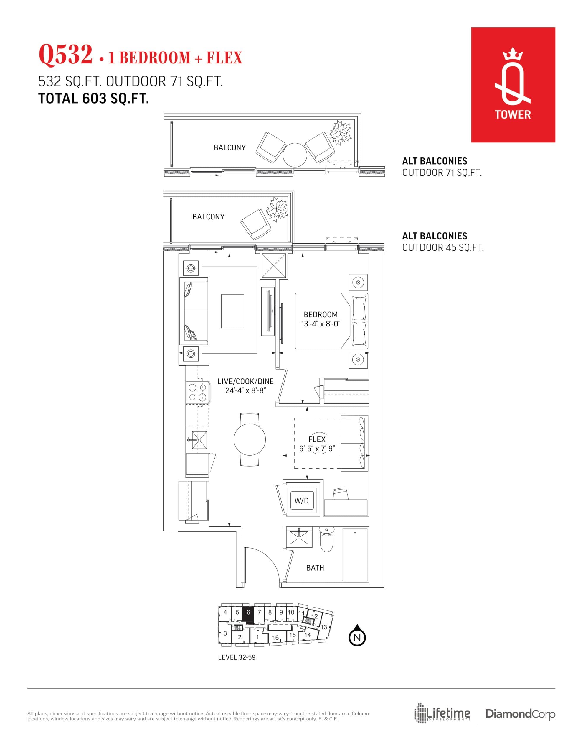 Q532 Floor Plan at Q Tower Condos - 532 sq.ft