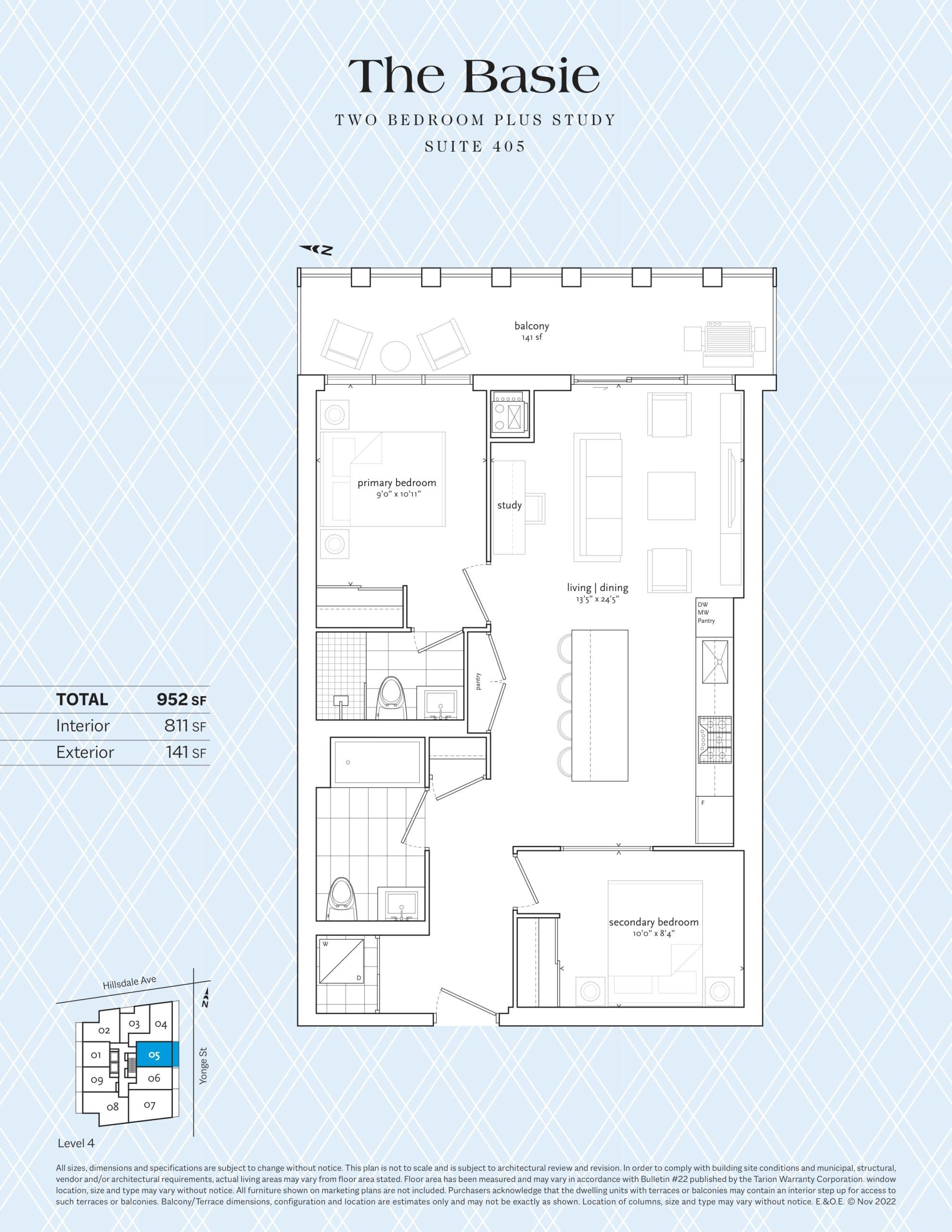 The Basie Floor Plan at UOVO Boutique Residences - 811 sq.ft