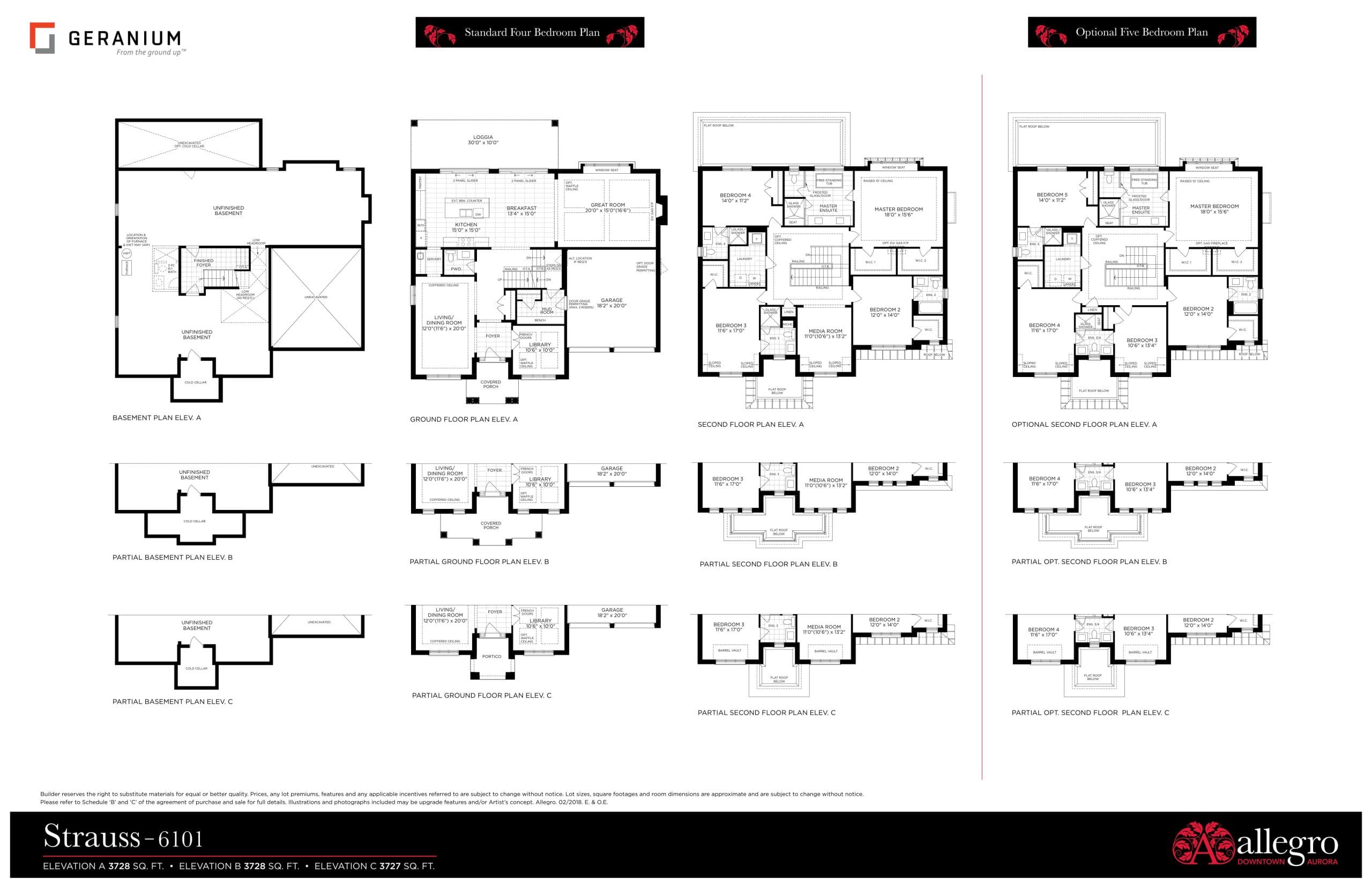 Strauss - 6101 Floor Plan at Allegro Phase 4 - 3728 sq.ft