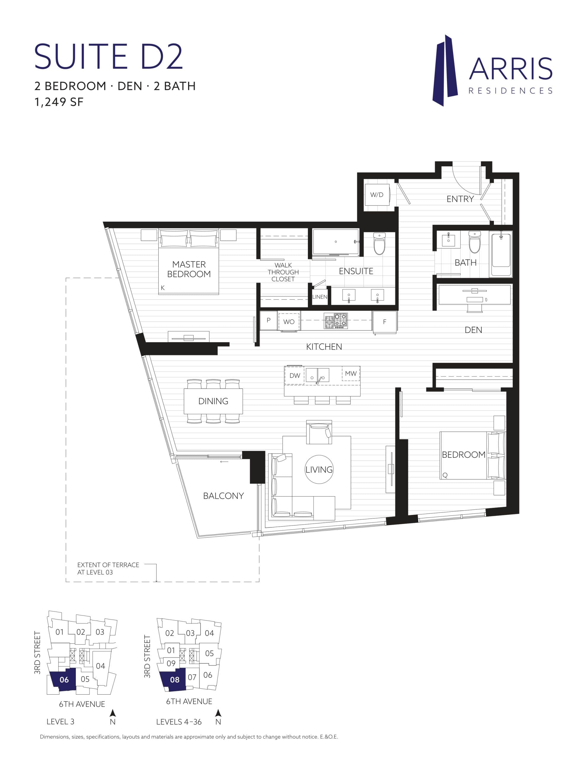 Suite D2 Floor Plan at Arris Residences Condos - 1249 sq.ft