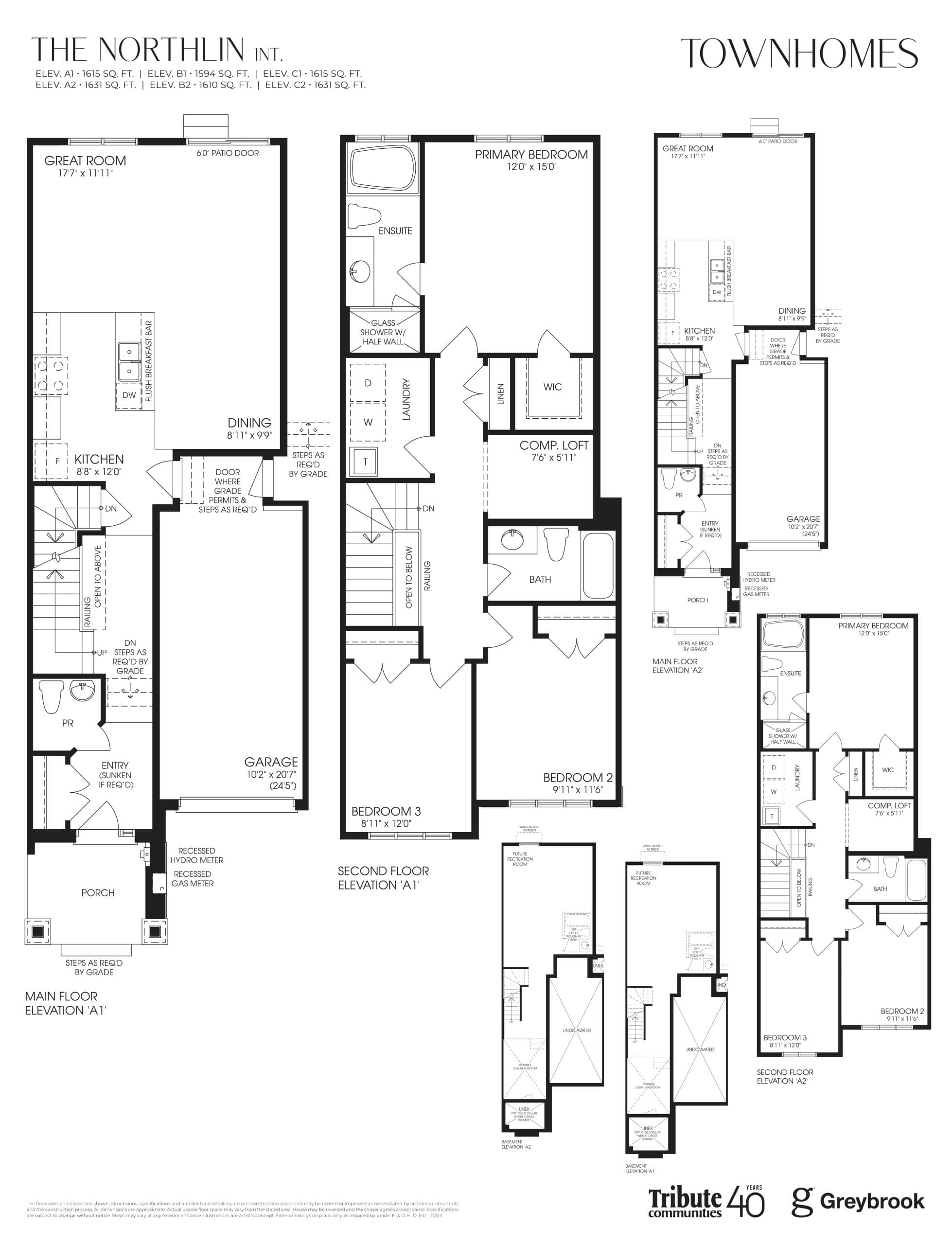 The Northlin (Interior) Floor Plan at Lindsay Heights Towns - 1615 sq.ft