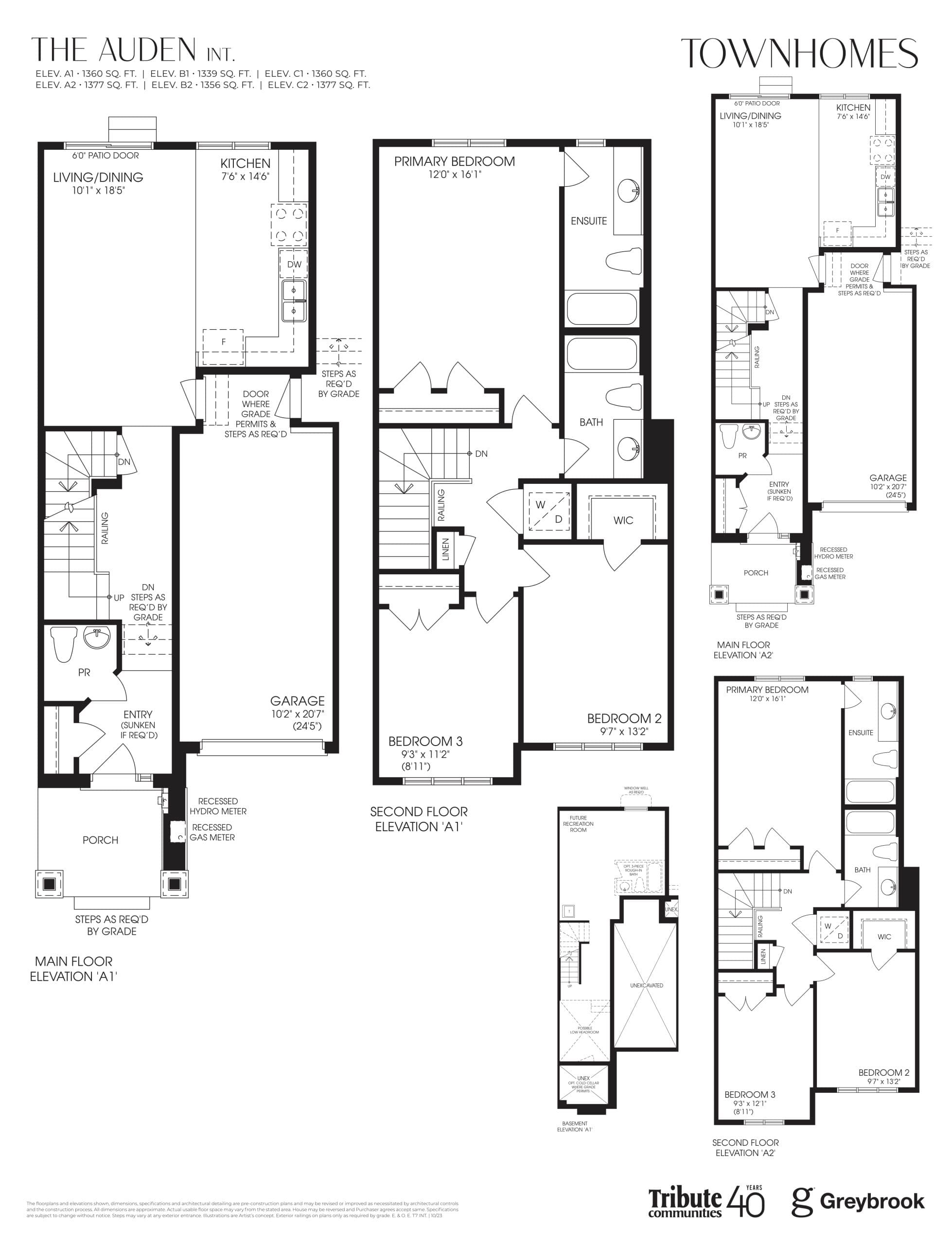 The Auden (Interior) Floor Plan at Lindsay Heights Towns - 1360 sq.ft