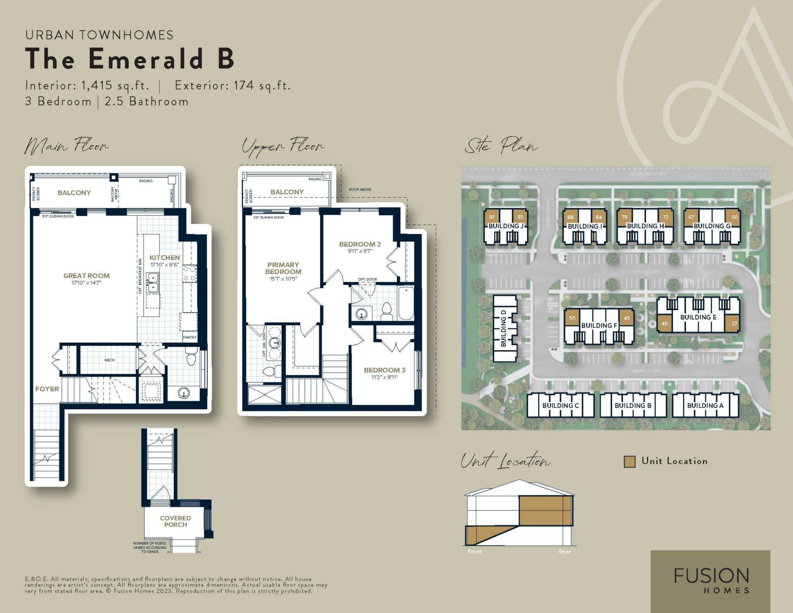 The Emerald B Floor Plan at Alister at Solterra Towns - 1415 sq.ft