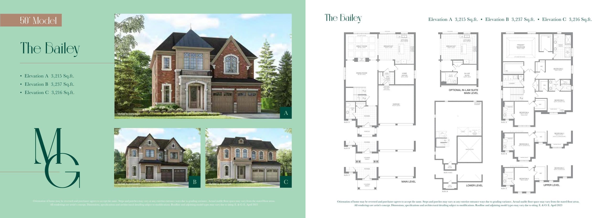 The Bailey Floor Plan at Millcroft Grove - 3215 sq.ft