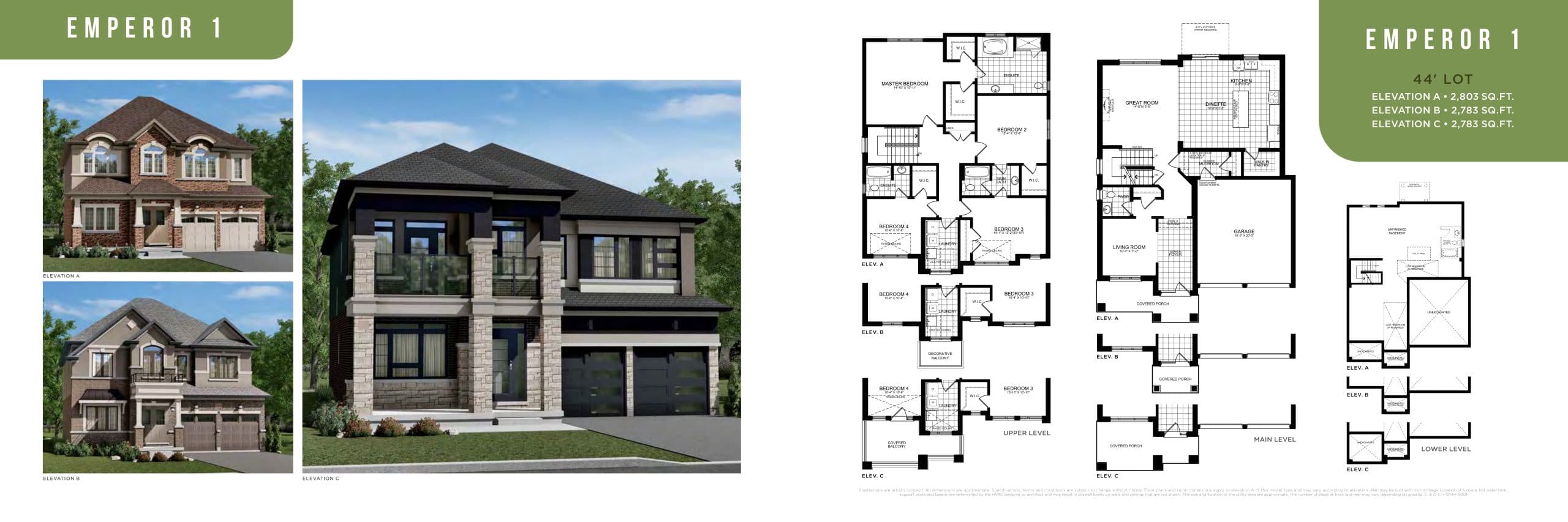 Emperor 1 Floor Plan at Scenic Ridge Phase 3 - 2803 sq.ft