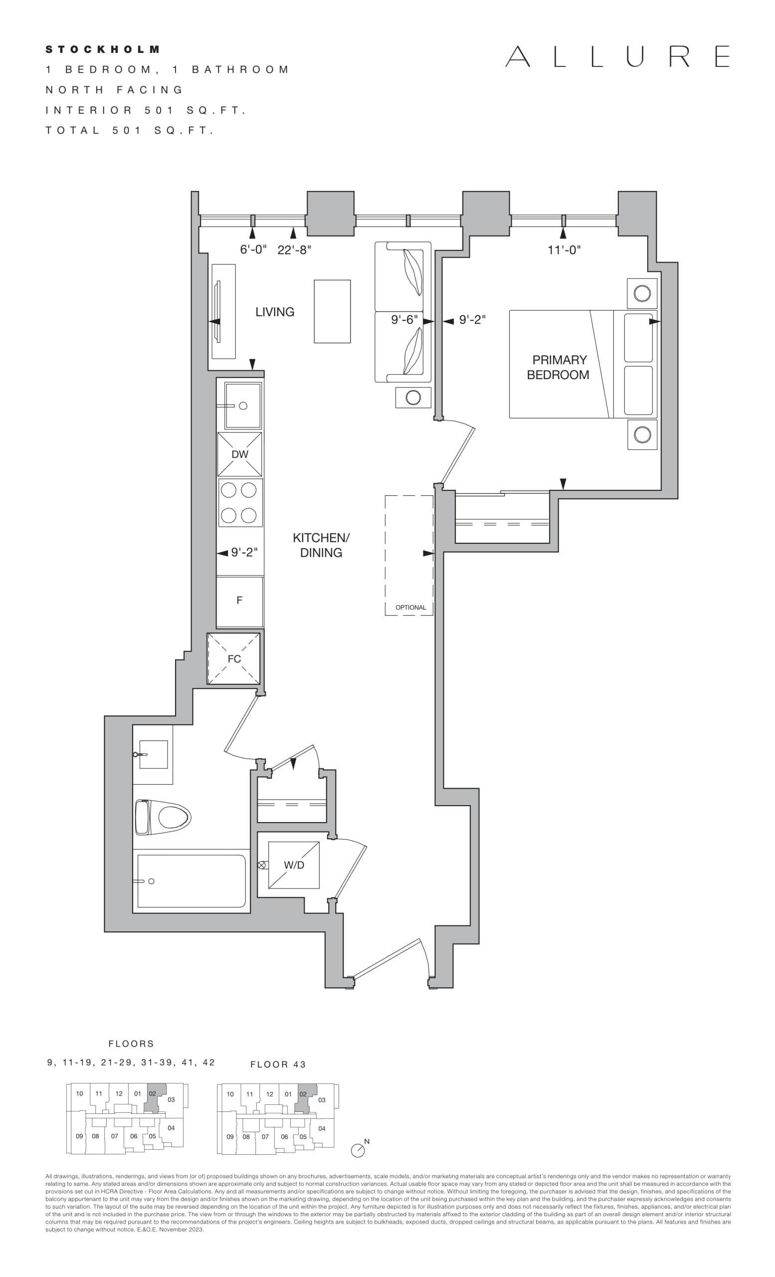 Stockholm Floor Plan at Allure Condos - 501 sq.ft