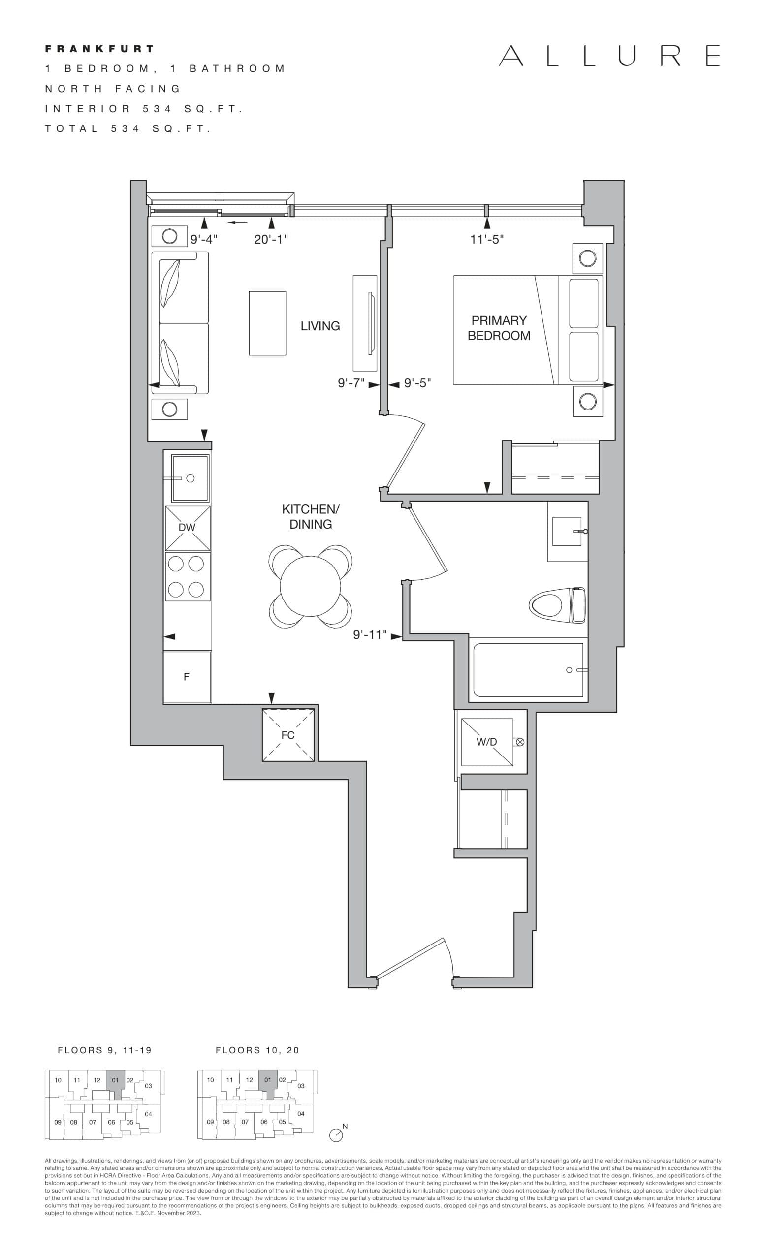 Frankfurt Floor Plan at Allure Condos - 534 sq.ft